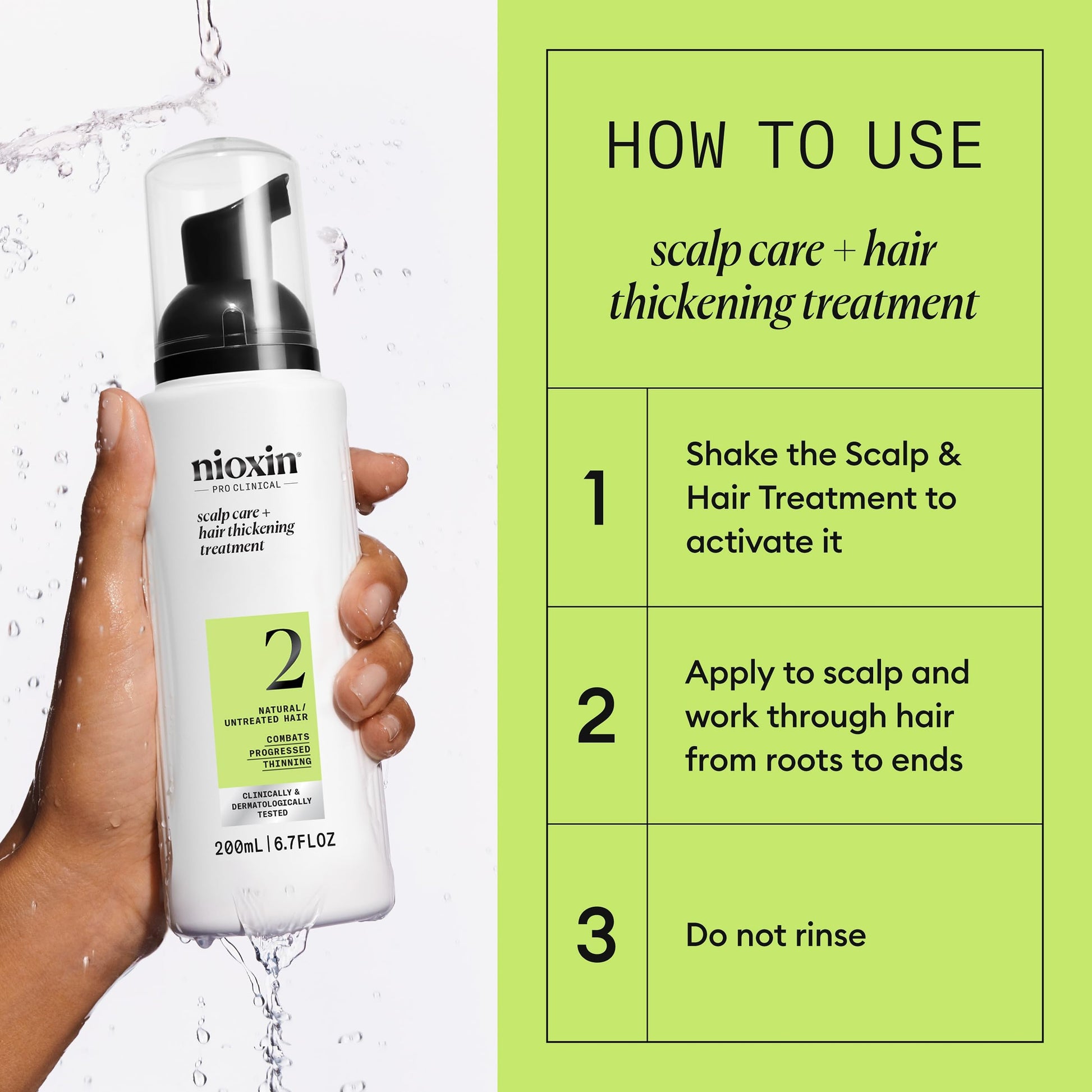 Light Goldenrod Nioxin System 2 Scalp Care + Hair Thickening Leave-In Treatment | For Natural Hair with Progressed Thinning | Boost Hair Density Against Breakage with Niacinamide & Biotin | 6.7 Fl Oz