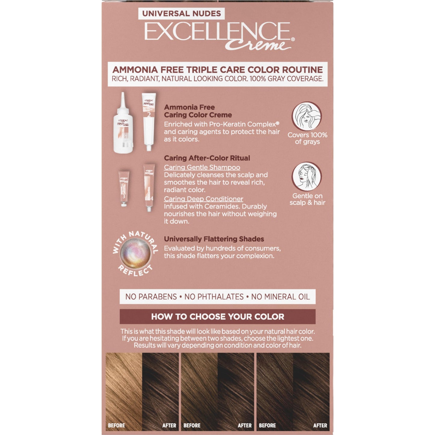 Rosy Brown L’Oreal Paris Excellence Universal Nudes Permanent Hair Color, Ammonia Free Hair Dye for Gray Hair Coverage, 5N Natural Brown, 1 Hair Dye Kit