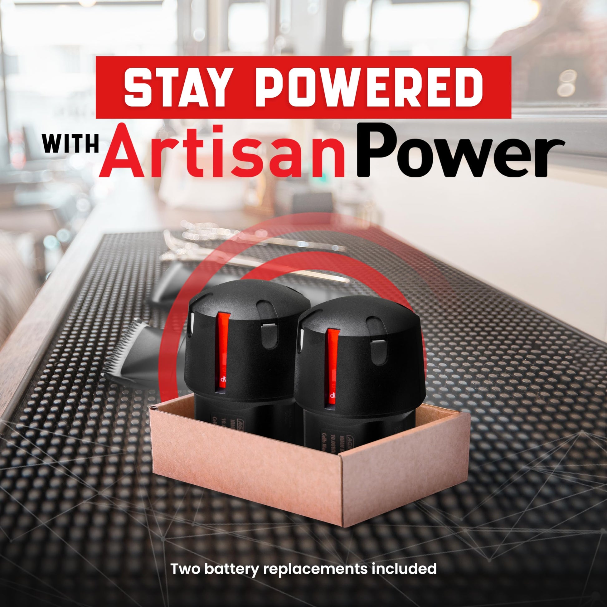 Black Pack of Two High-Capacity Replacement Batteries for Andis PowerGroom AGR and BGR Clippers. NiMH, 2100mAh, Japanese Cells. Compatible with Andis Bgrc. Long-Lasting Power