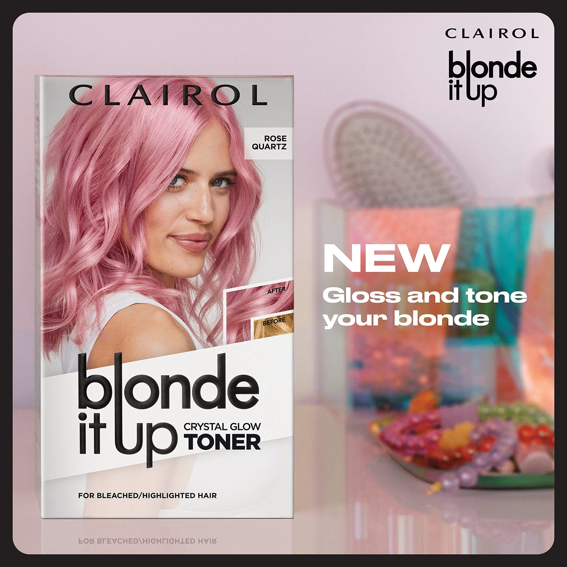 Thistle Clairol Blonde It Up Crystal Glow Toners Demi-Permanent Hair Dye, Rose Quartz Hair Color | Ammonia Free | Add Pearlescent Tones to Pre-Lightened Shades | Neutralizes Warmth | Pack of 1