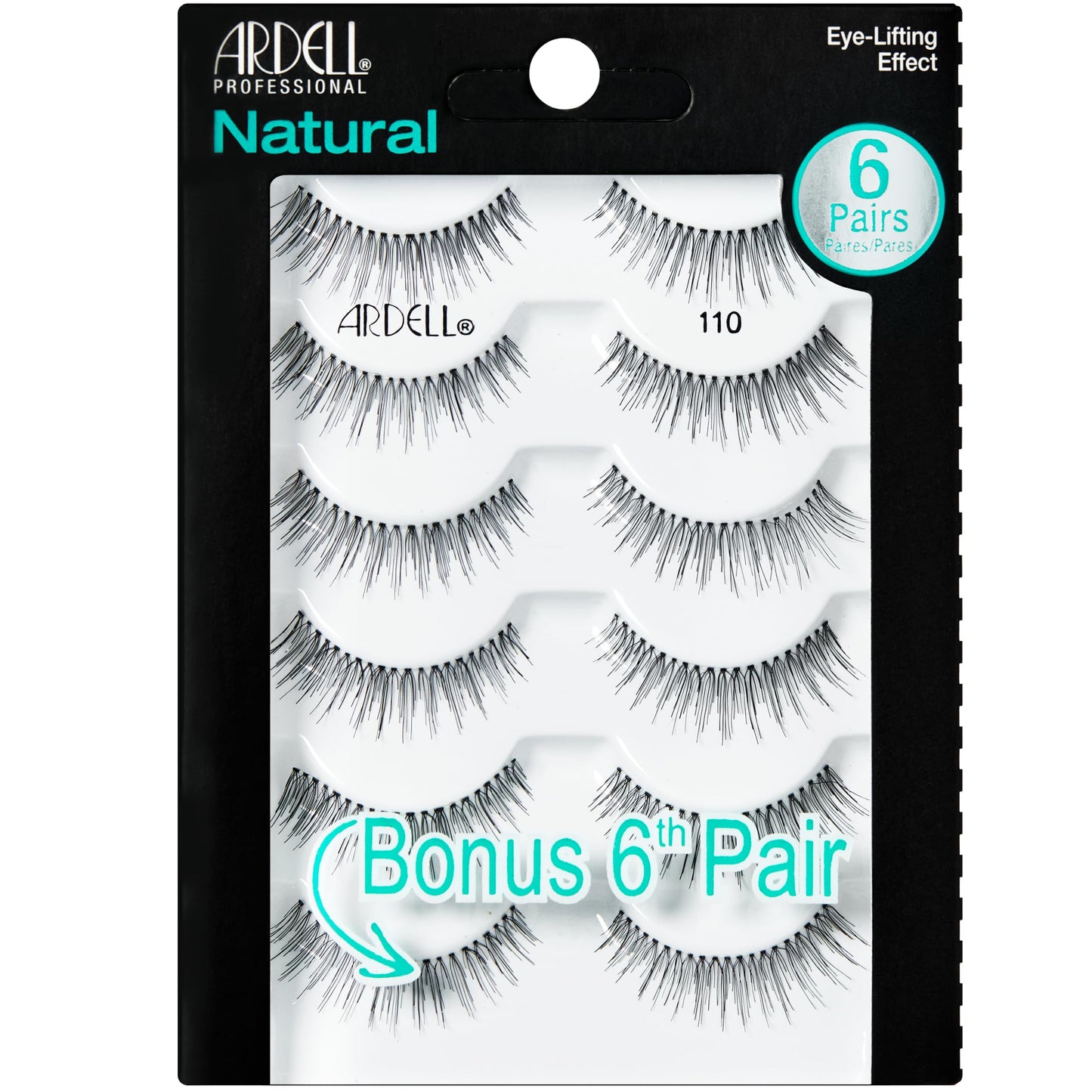 Black Ardell False Eyelashes Natural 110 Black, 1 Pack (5 Pairs Per Pack)