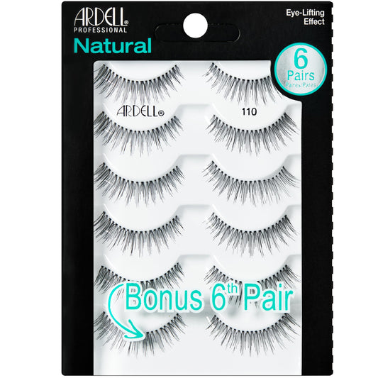 Black Ardell False Eyelashes Natural 110 Black, 1 Pack (5 Pairs Per Pack)