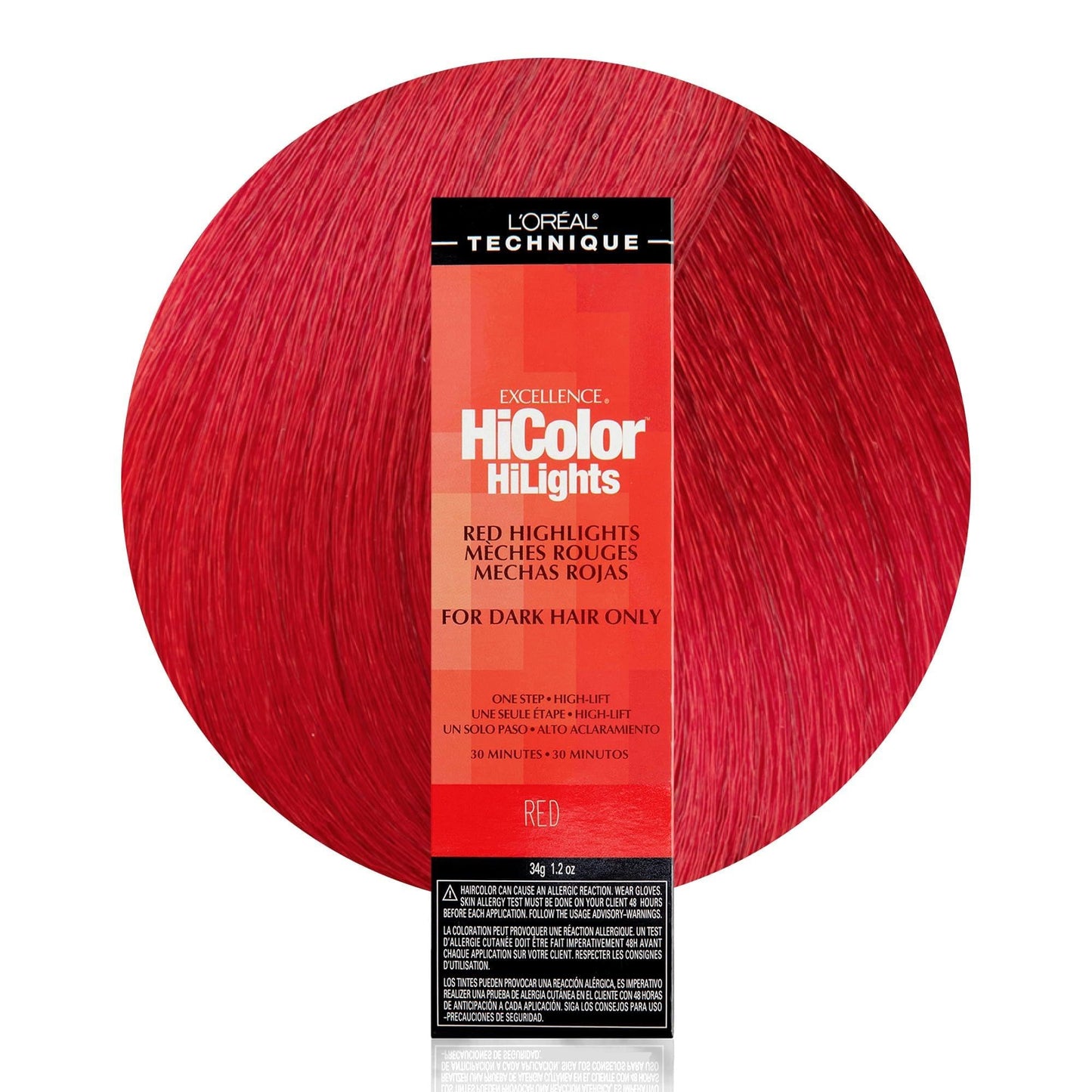 White Smoke L'Oréal Technique HiColor Red HiLights - Permanent Hair Color for Dark Hair, Intense Red Highlights, No Pre-Lightening Required, Rich, No-Drip Crème, Quick Processing Time, Red