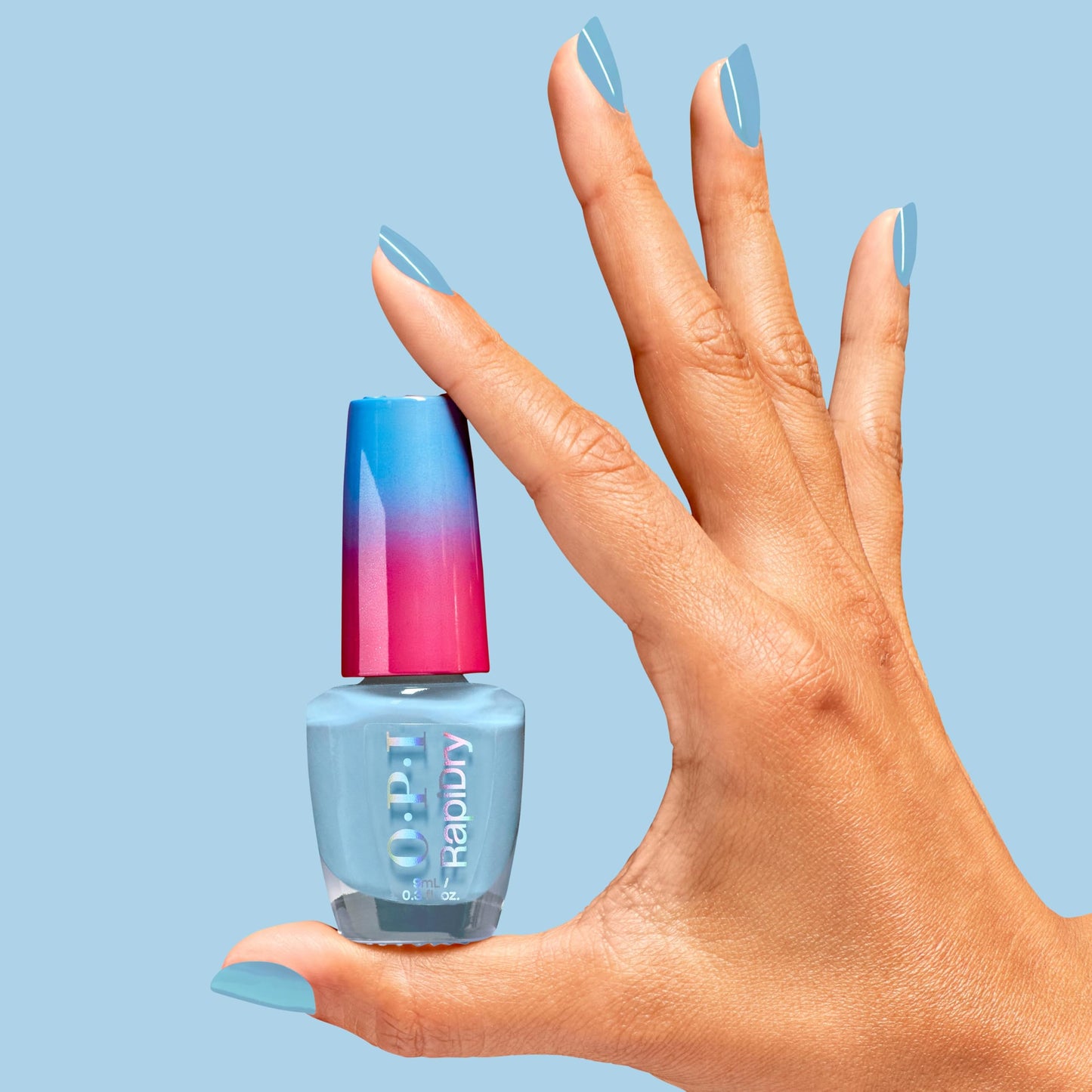 Light Blue OPI RapiDry Snap Your Fingers | Opaque Soft Blue Crème Quick Dry Nail Polish | Vegan, Smudge Proof, Fast Drying