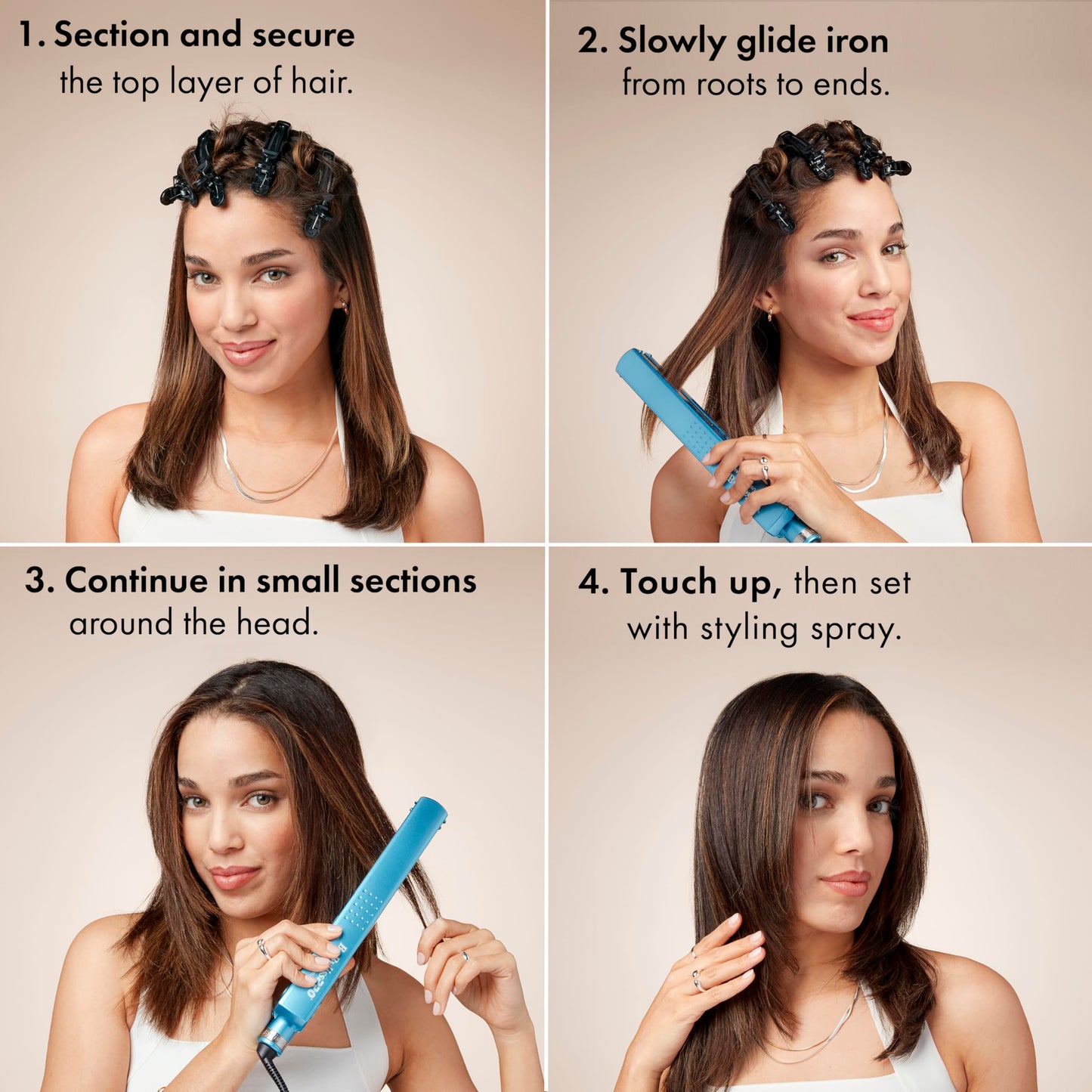 Light Gray BaBylissPRO Nano Titanium Ionic Flat Iron Hair Straightener, 1/4" Hair Straightener Iron for Smooth, Shiny, Frizz- Free Hair and All Hair Types
