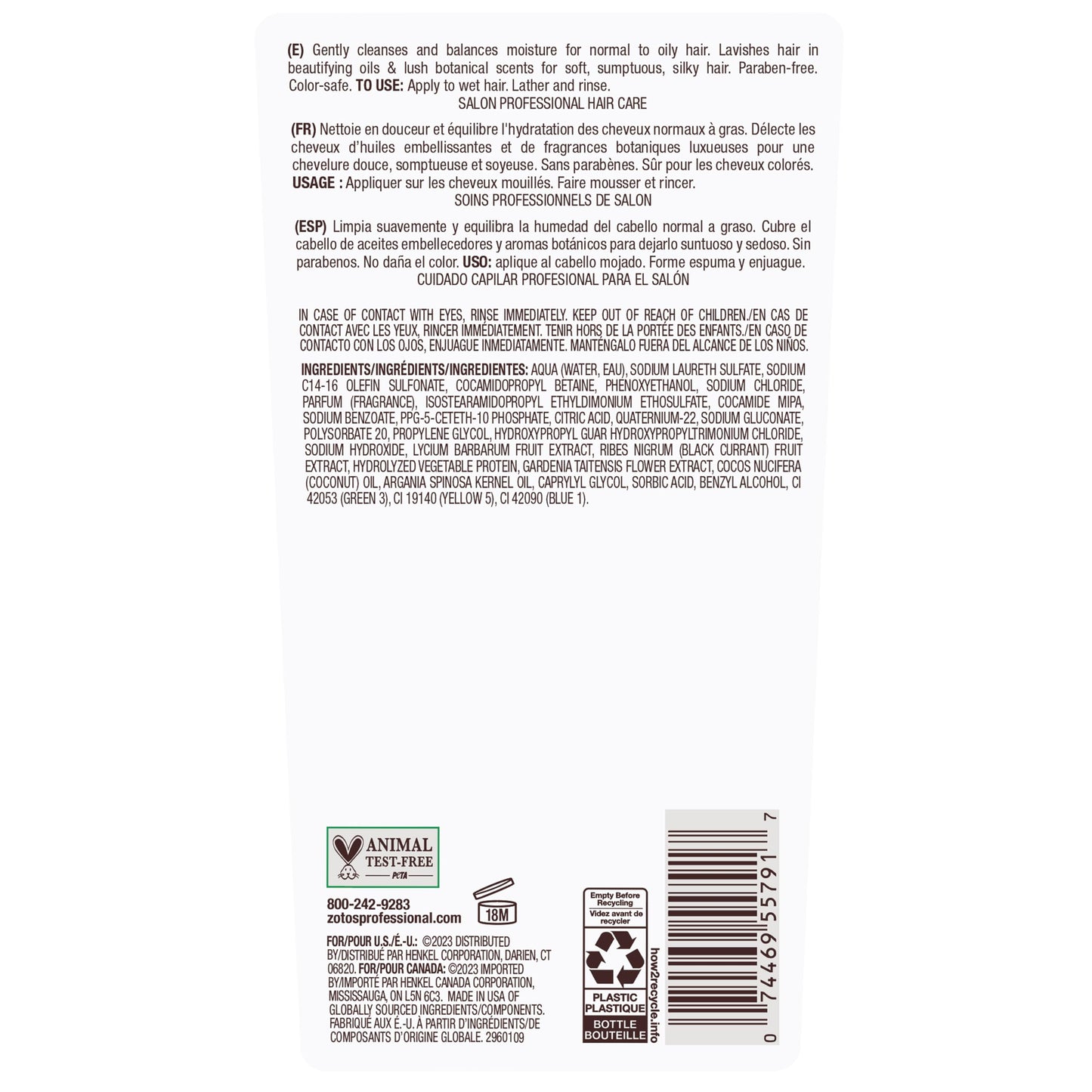 White Smoke Bain de Terre Green Meadow Balancing Shampoo, Gentle Cleansing for Soft, Silky Hair with Argan & Monoi Oils, Paraben-free, Color-Safe, 13.5 Fl Oz