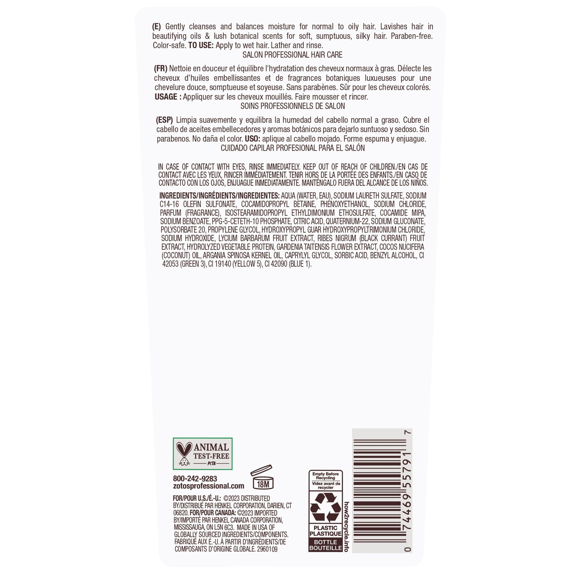 White Smoke Bain de Terre Green Meadow Balancing Shampoo, Gentle Cleansing for Soft, Silky Hair with Argan & Monoi Oils, Paraben-free, Color-Safe, 13.5 Fl Oz