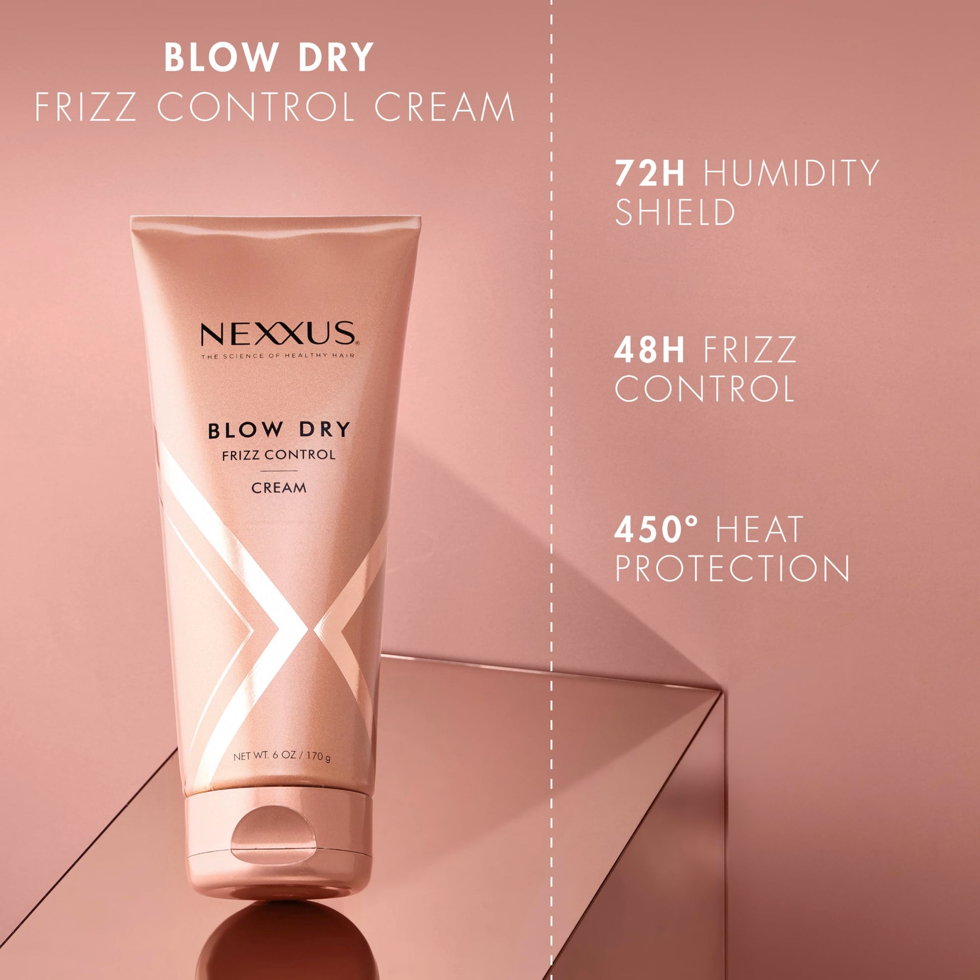 Rosy Brown Nexxus Blow Dry Cream Frizz Control for Weightless Style & Volume, with StyleProtect Technology 6 oz