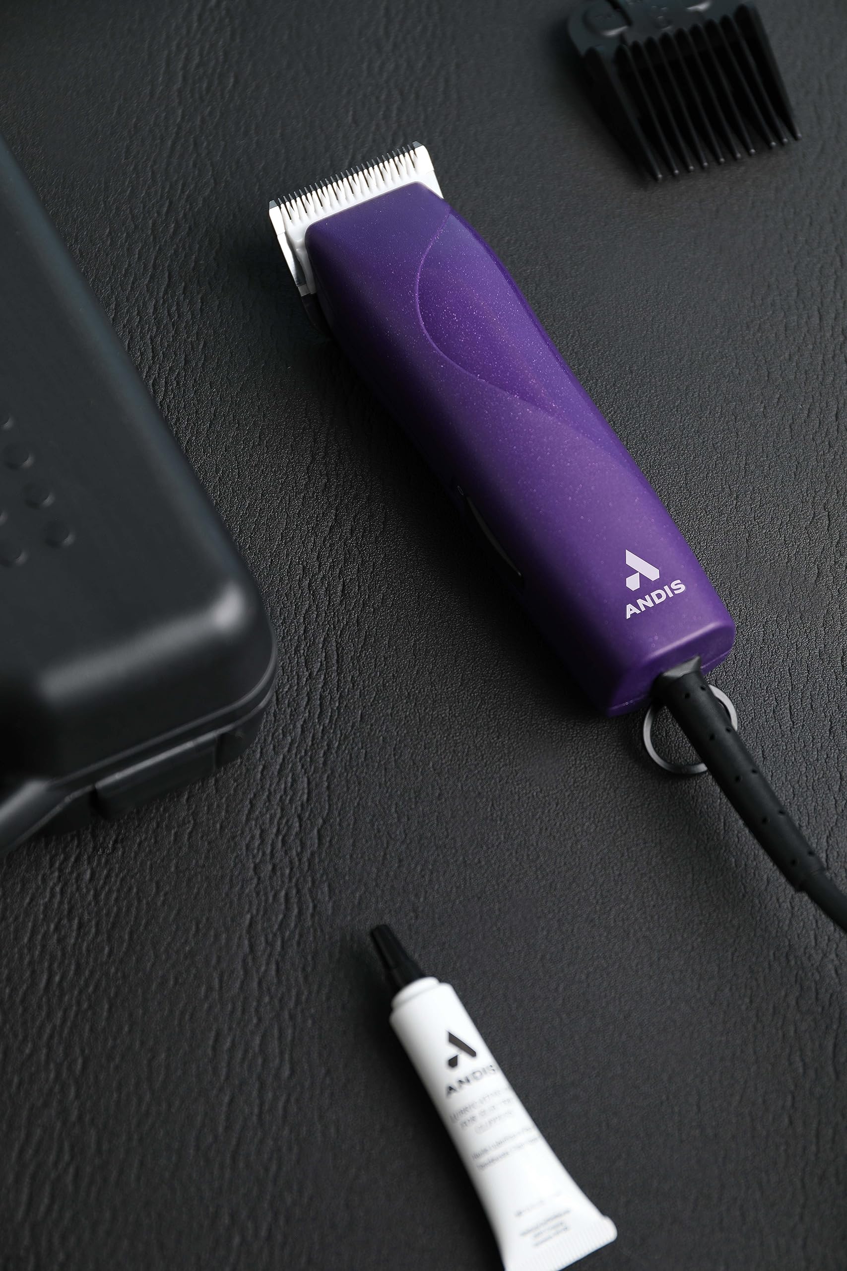 Dark Slate Gray Andis 24820 EasyClip Professional-Animal 7-Piece Detachable Ceramic Blade Clipper Kit, Frustration Free Packaging, Purple