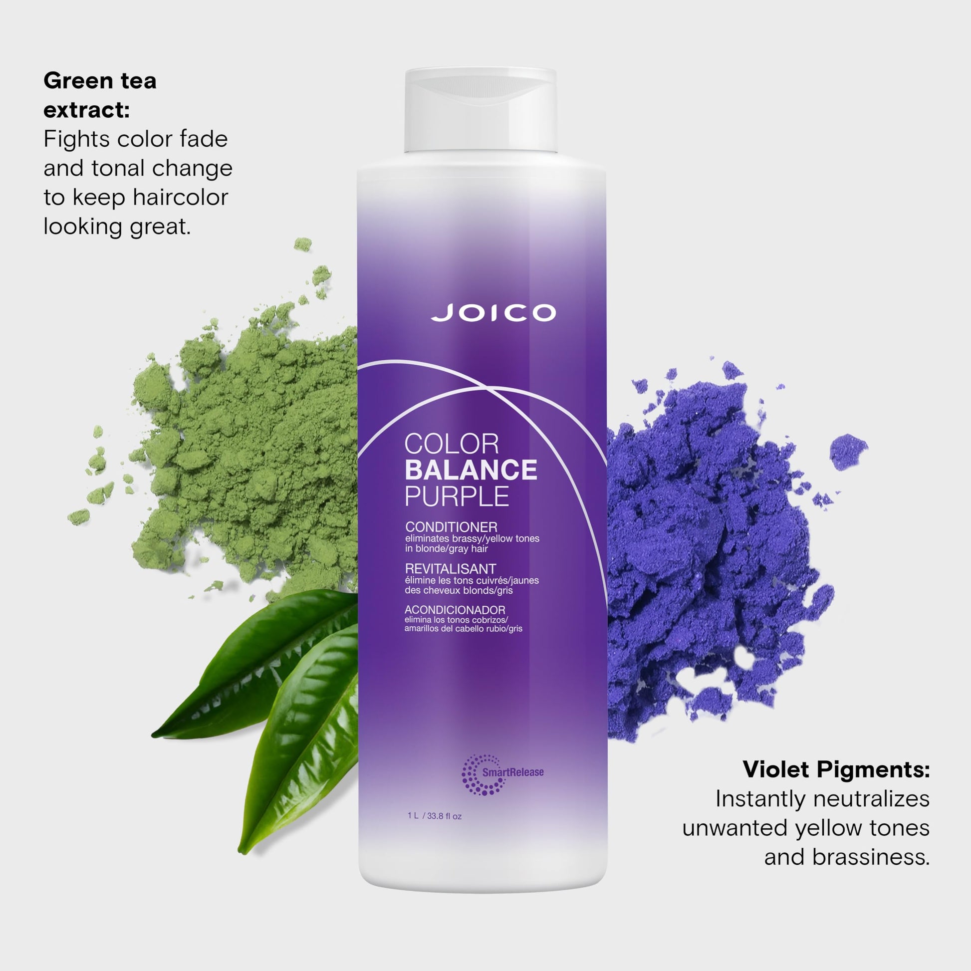 Lavender Joico Color Balance Purple Conditioner | For Cool Blonde, Gray Hair | Eliminate Brassy Yellow Tones | Boost Color Vibrancy & Shine | UV Protection | With Rosehip Oil & Green Tea Extract | 33.8 Fl Oz