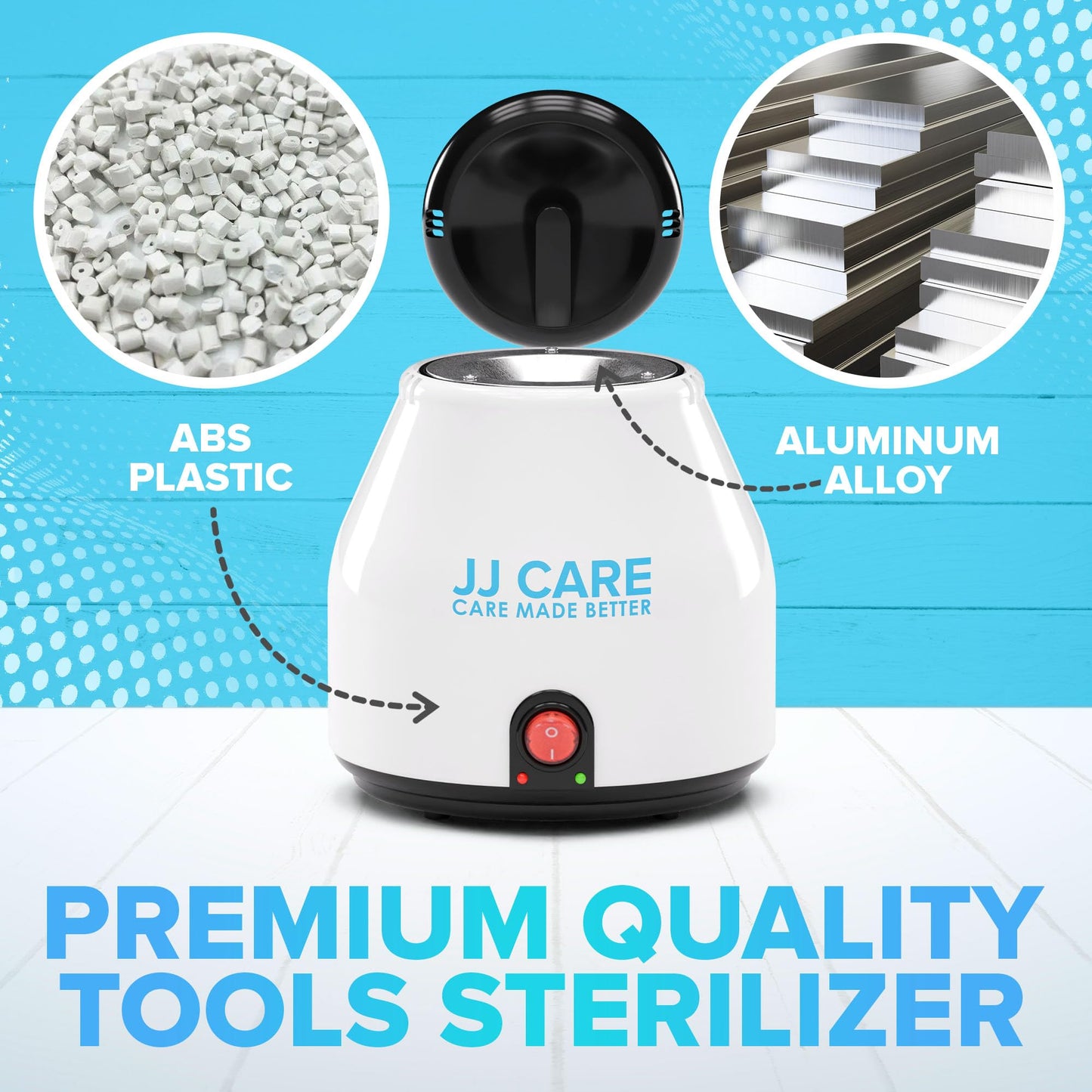 White Smoke JJ CARE Nail Tool Sterilizer with Glass Beads | Implement Tweezer Disinfectant Container | Salon & Manicure Disinfectant Jar Small