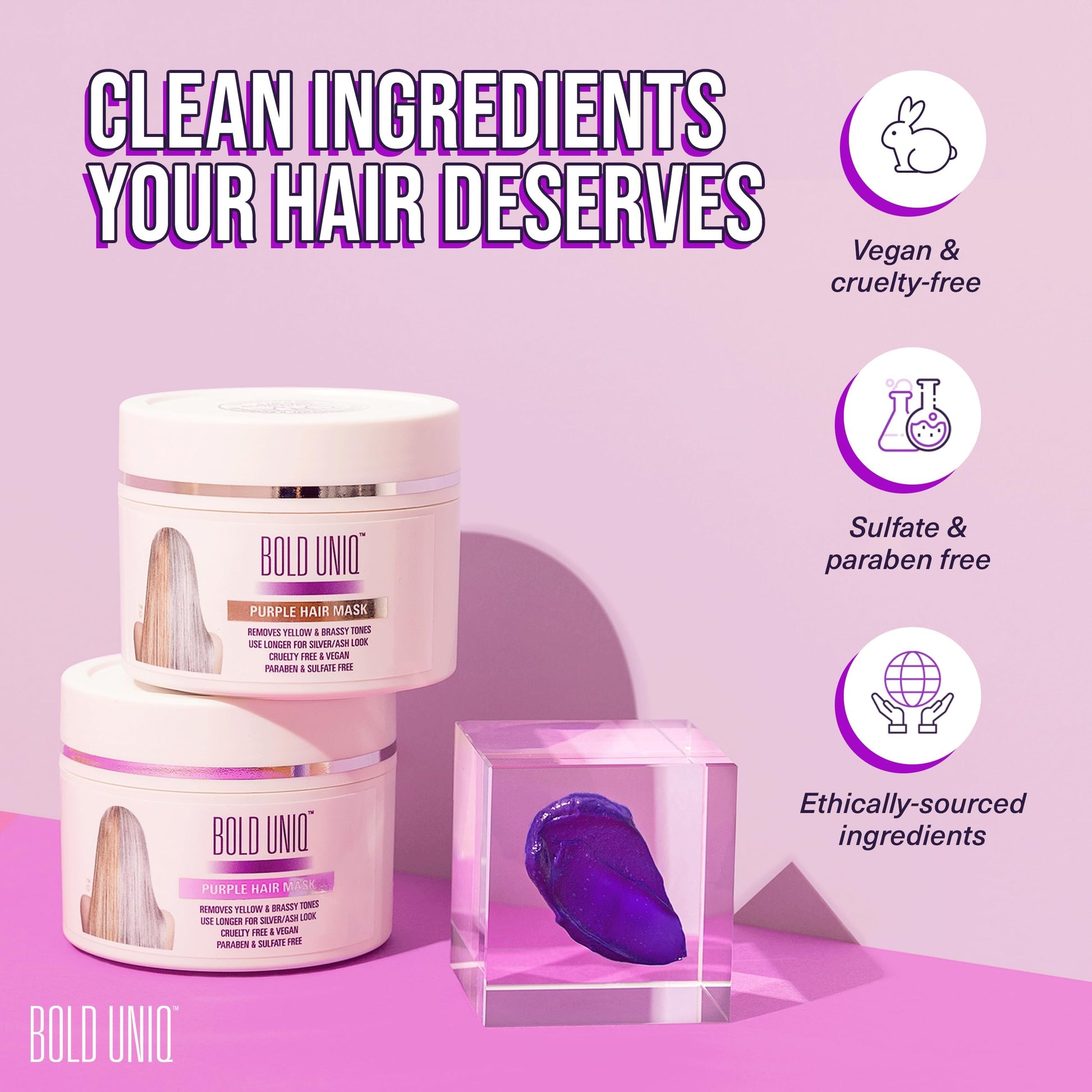 Thistle Bold Uniq Purple Hair Mask - Toner For Blonde, Platinum, Bleached, Silver, Gray, Ash & Brassy Hair - Remove Yellow Tones & Condition Dry, Damaged Hair - Cruelty Free & Vegan - 6.76oz