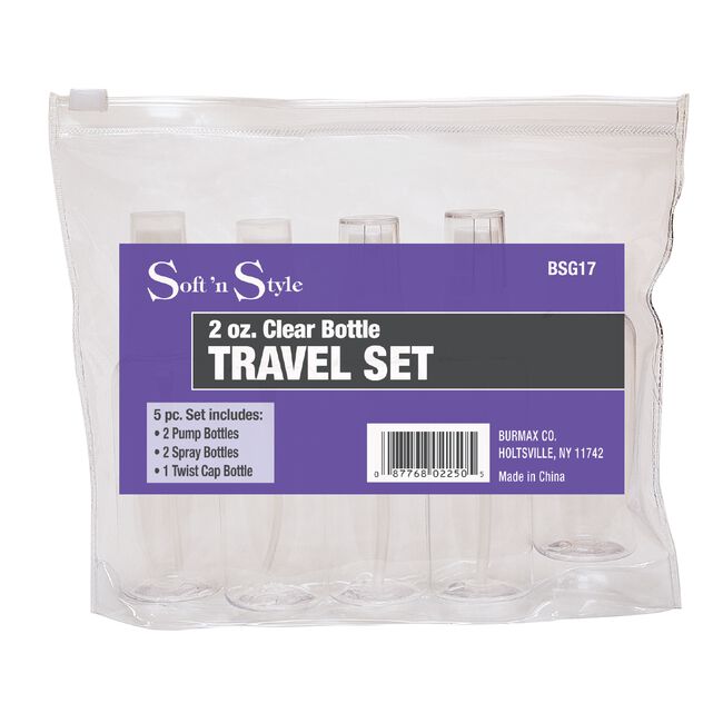 Light Gray Burmax Company Inc Soft 'n Style Clear Bottle Travel Set - 2oz