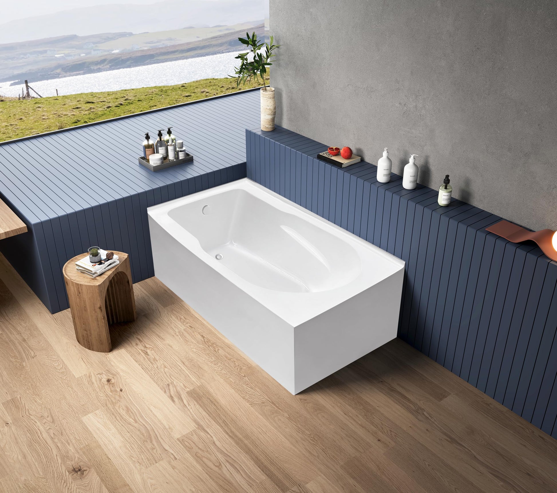 Dark Slate Gray Aqua Eden VTAM6032L21TS 60-Inch Acrylic 2-Wall Corner Alcove Tub with Left Hand Drain, White