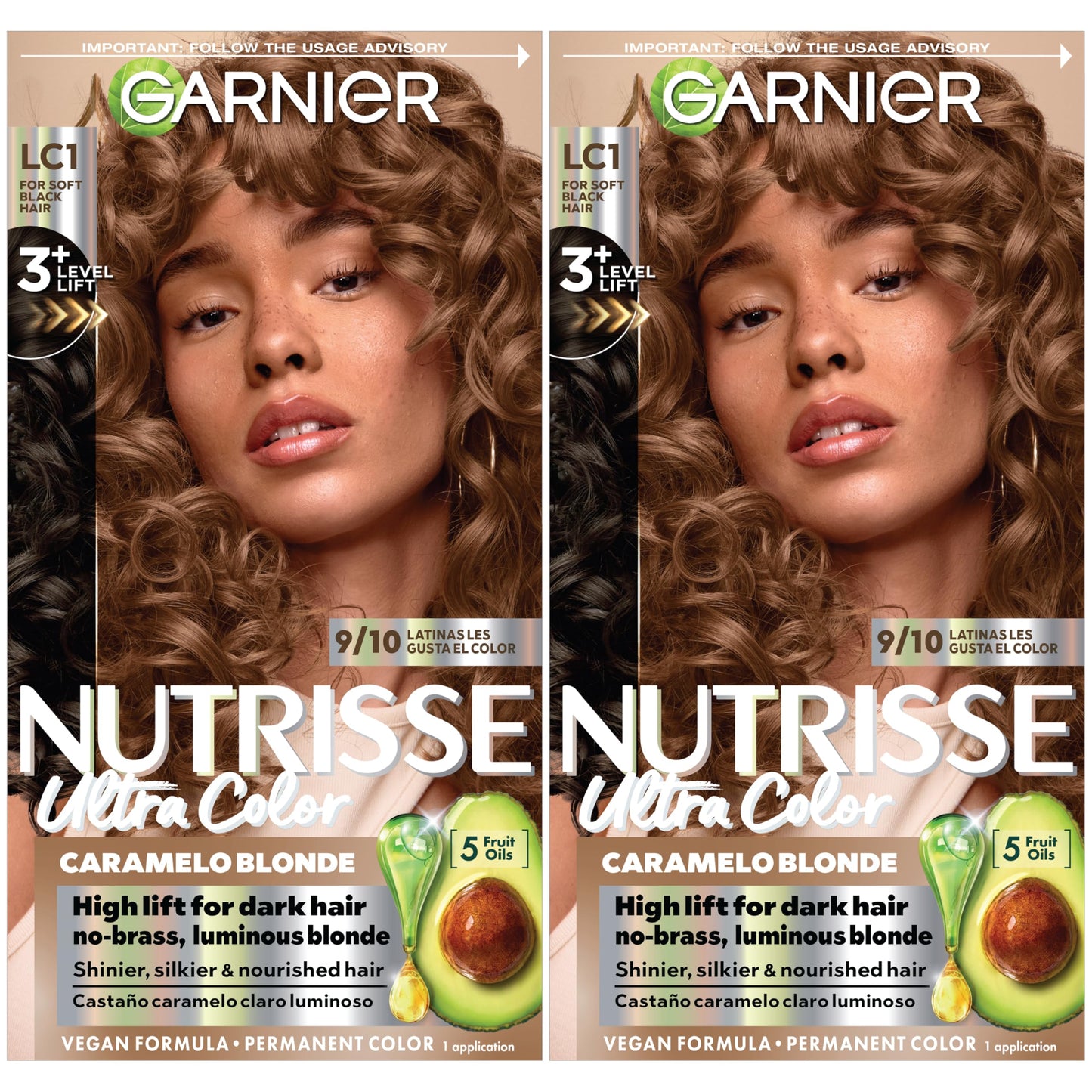 Dark Slate Gray Garnier Nutrisse Ultra Color Hair Color, Permanent Hair Dye for Up to 8 Weeks of Bold, Vibrant Results, Vegan & Cruelty-Free, LC1 Hi-Lift Light Brown (Salted Caramelo), 2 Count