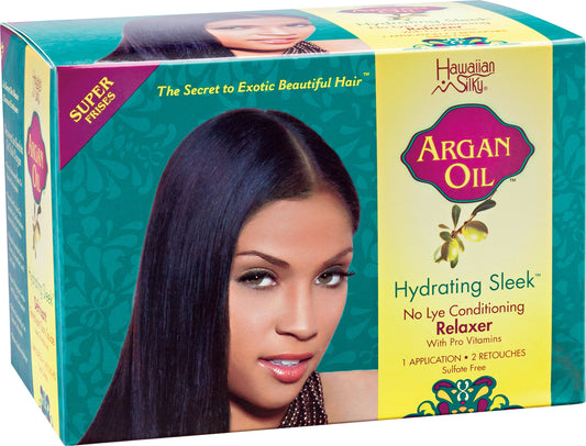 White Smoke Hawaiian Silky Hydrating Sleek No Lye Relaxer Argan Oil, Super