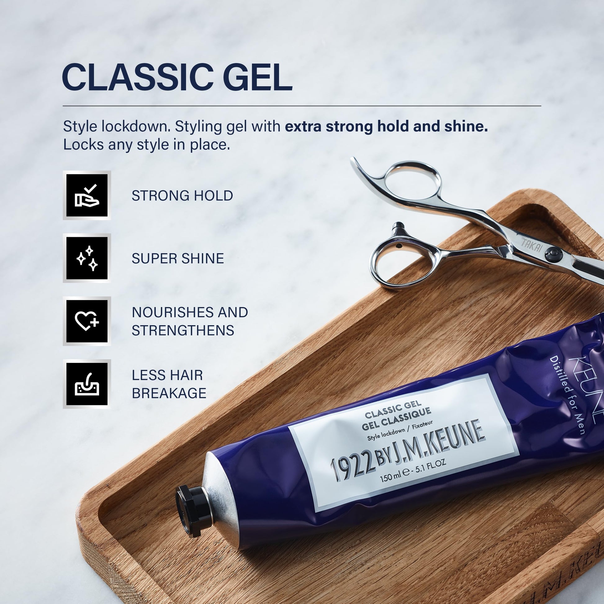 Lavender KEUNE 1922 by J.M Classic Gel, Strong Hold & Shine Styling Gel for Men, 5.1 Fl Oz
