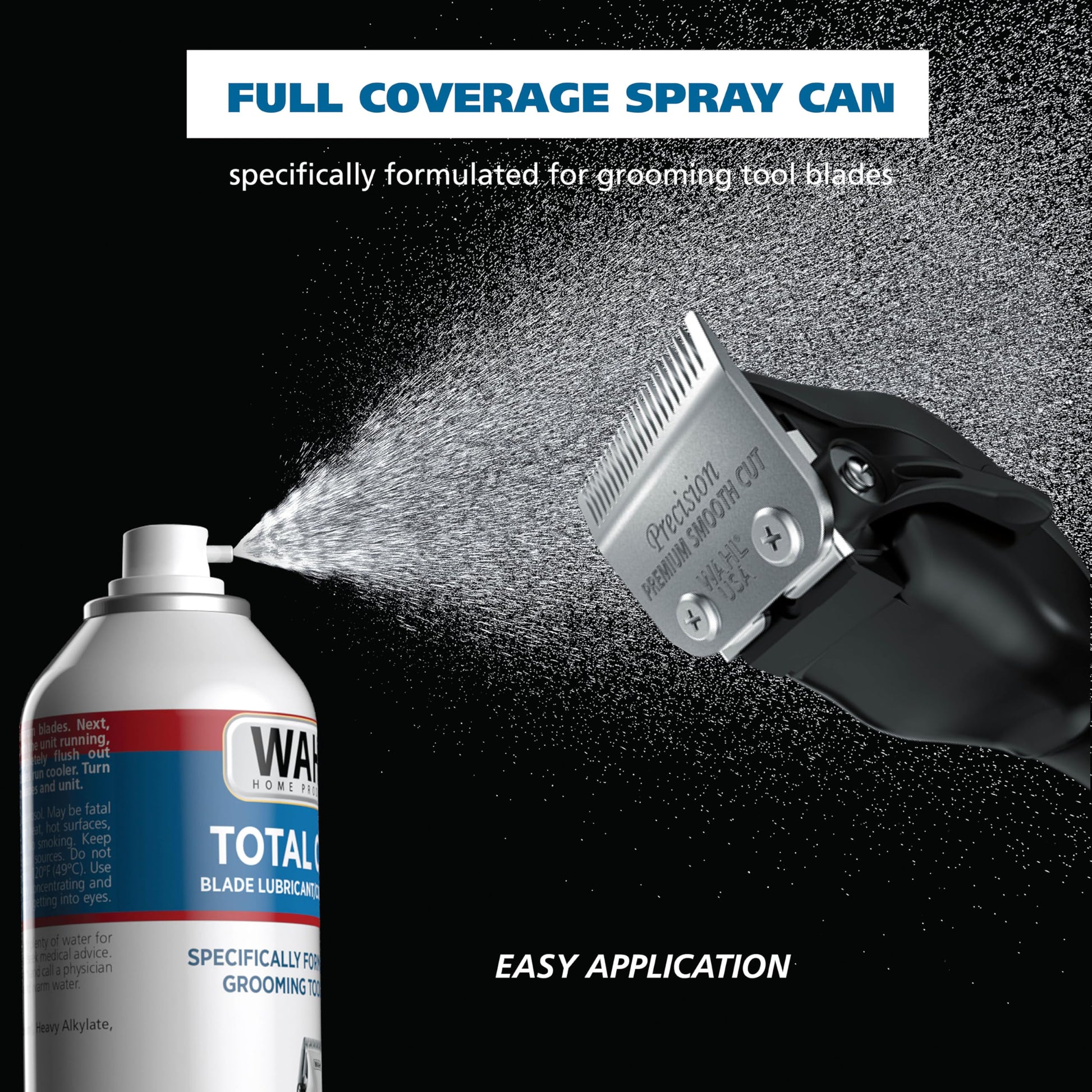 Black Wahl Total Care Blade Coolant Clipper Spray – For Hair Clippers & Beard Trimmers for Men, Model 3776P