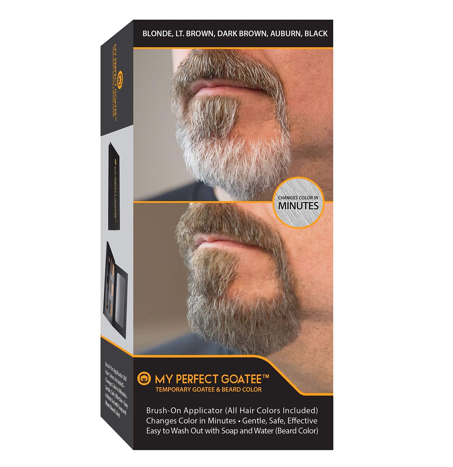 Dim Gray Temporary Beard Color for Men – Natural Gray Coverage – Hypoallergenic, No PPD, Ammonia-Free – 6 Shades – Brush-On – Lasts 24-48 Hours – Goatee Mustache Sideburns | My Perfect Goatee