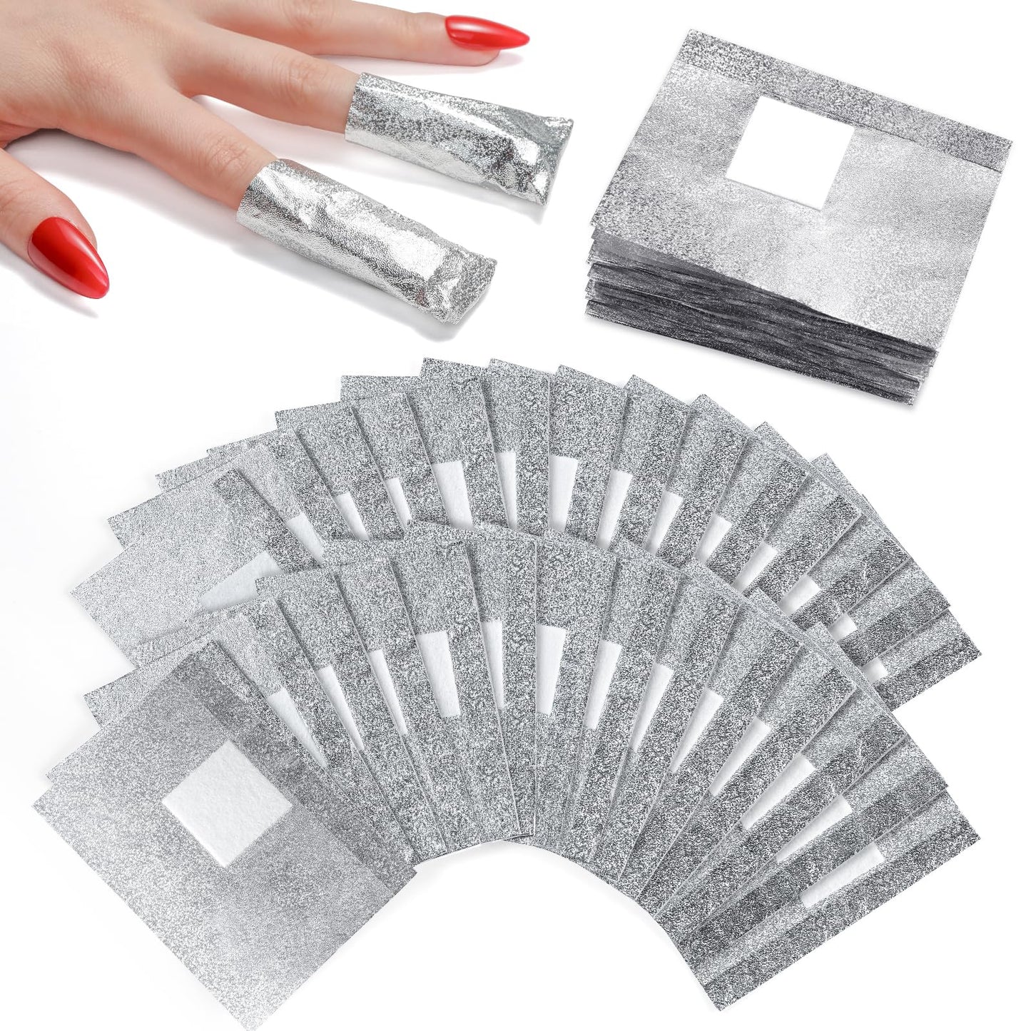 White Smoke Makartt Nail Foil Wraps, 100PCS Soak Off Foils with Pre-Attached Larger Lint-Free Cotton Pads for Removing Gel Polish, Acrylic, Dip Powder, Builder Gel & Nail Glue