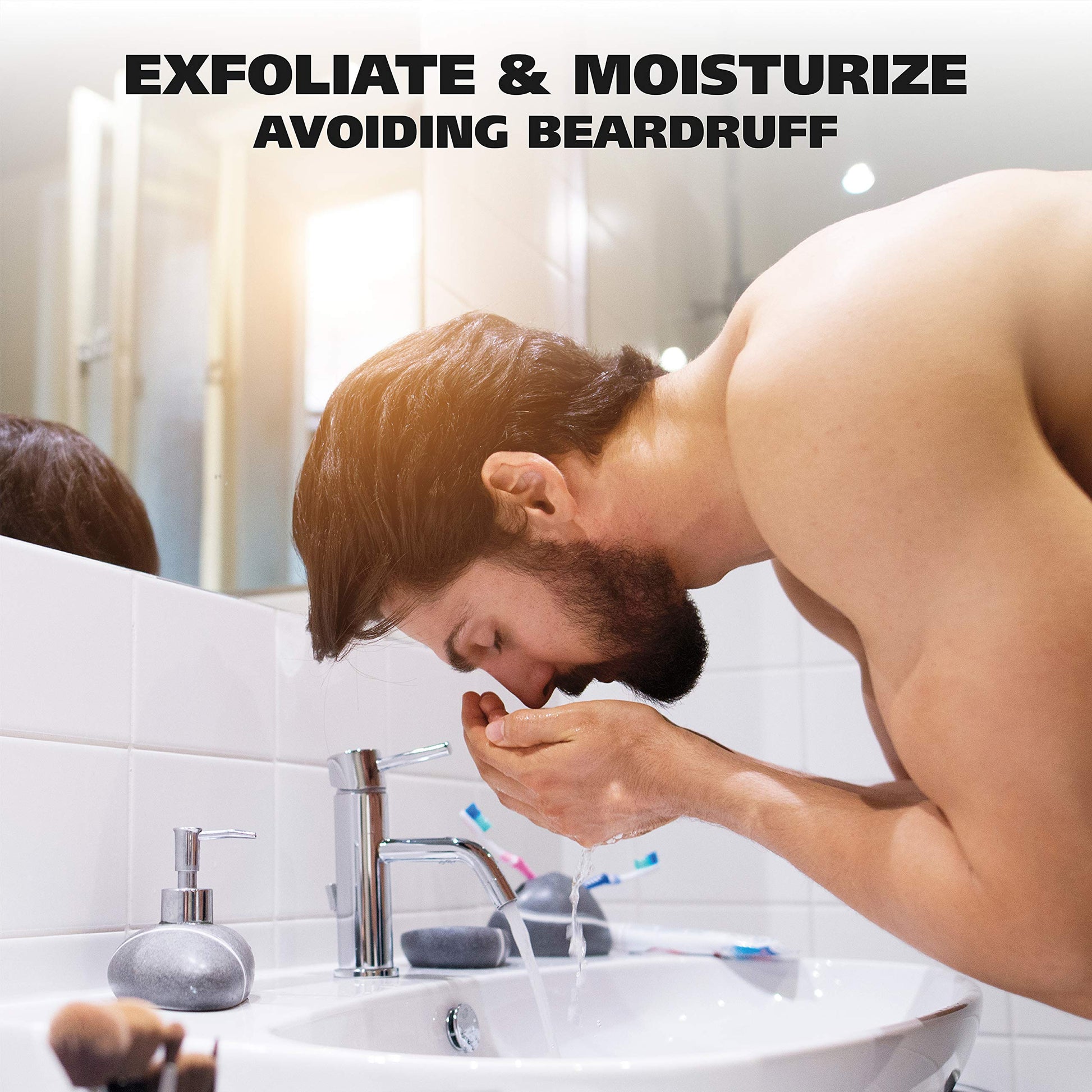 Light Gray Wahl Beard Wash Face Exfoliator with Essential Oils - Manuka, Meadowfoam, Clove, Moringa - Model 805601