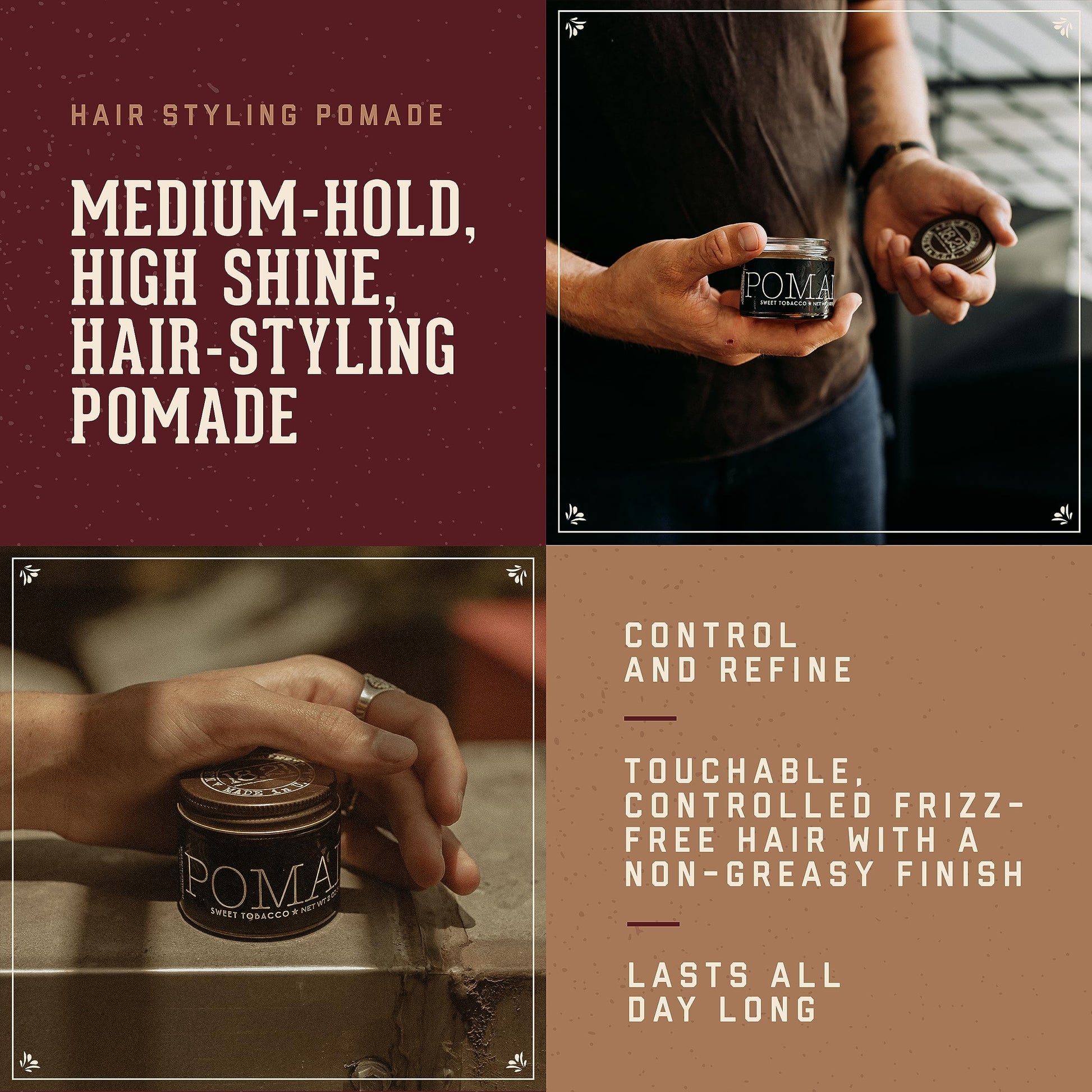 Sienna 18.21 Man Made Hair Styling Product, 2oz. Original Sweet Tobacco Scent in Pomade with High Shine Finish
