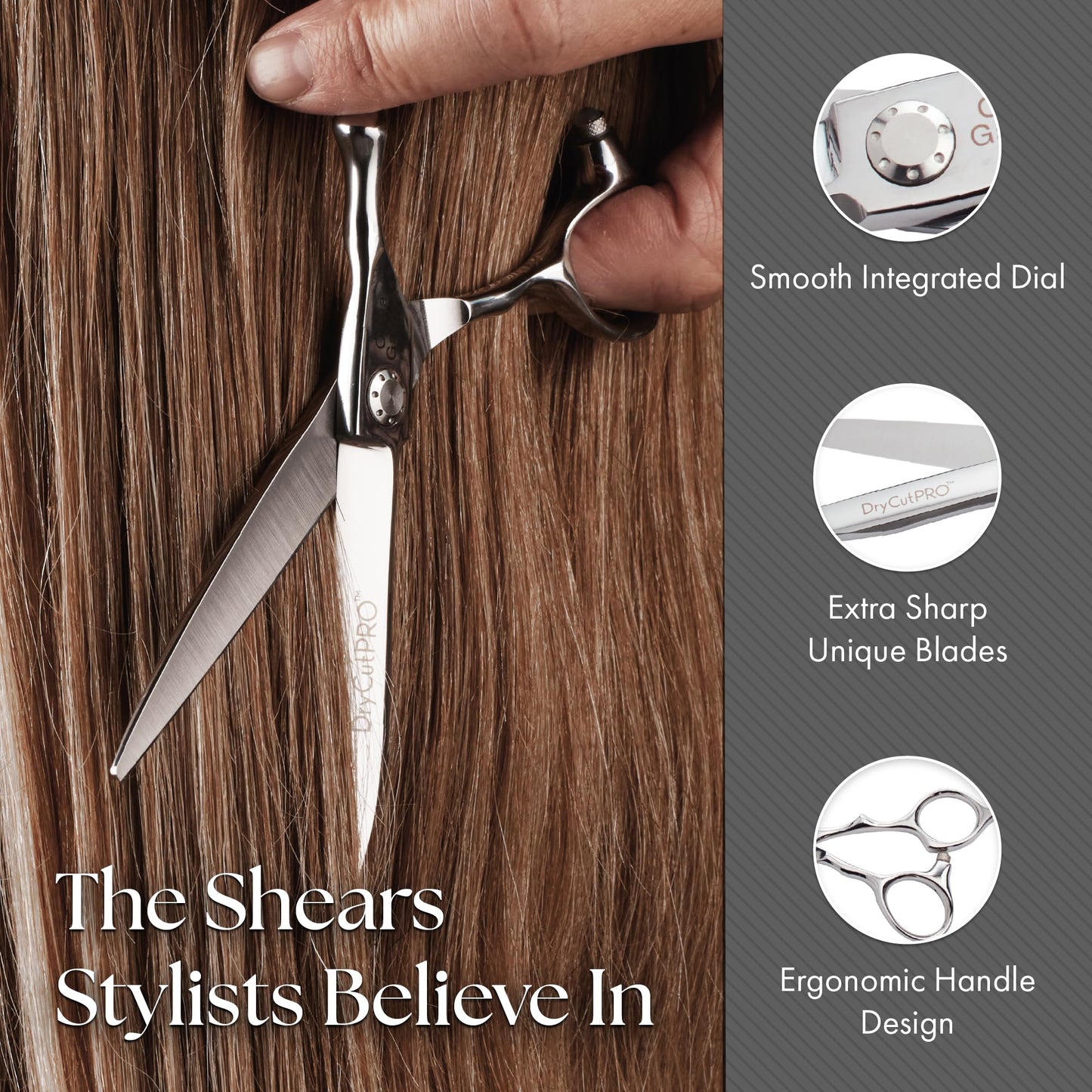 Dim Gray Olivia Garden DryCutPRO intro case 6" shear contains: DC-60, Sleek razor, oil pen, cleaning cloth & zipper case
