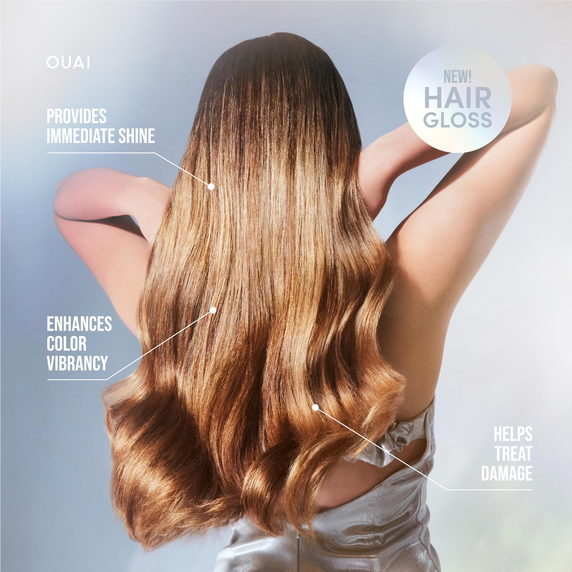 Lavender OUAI Hair Gloss - In-Shower Shiny Hair Treatment & Glaze with Frizz Control - Heat Protectant Infused with Hyaluronic Acid, Rice Water & Panthenol - Paraben, Phthalate & Sulfate Free (6 Oz)