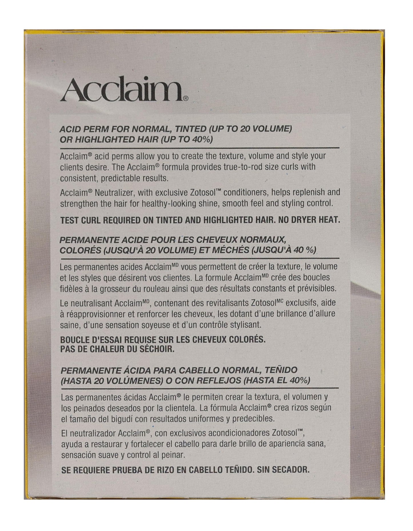 Dark Gray Zotos Professional Acclaim Acid Perm Regular 1 Application (Pack of 4)