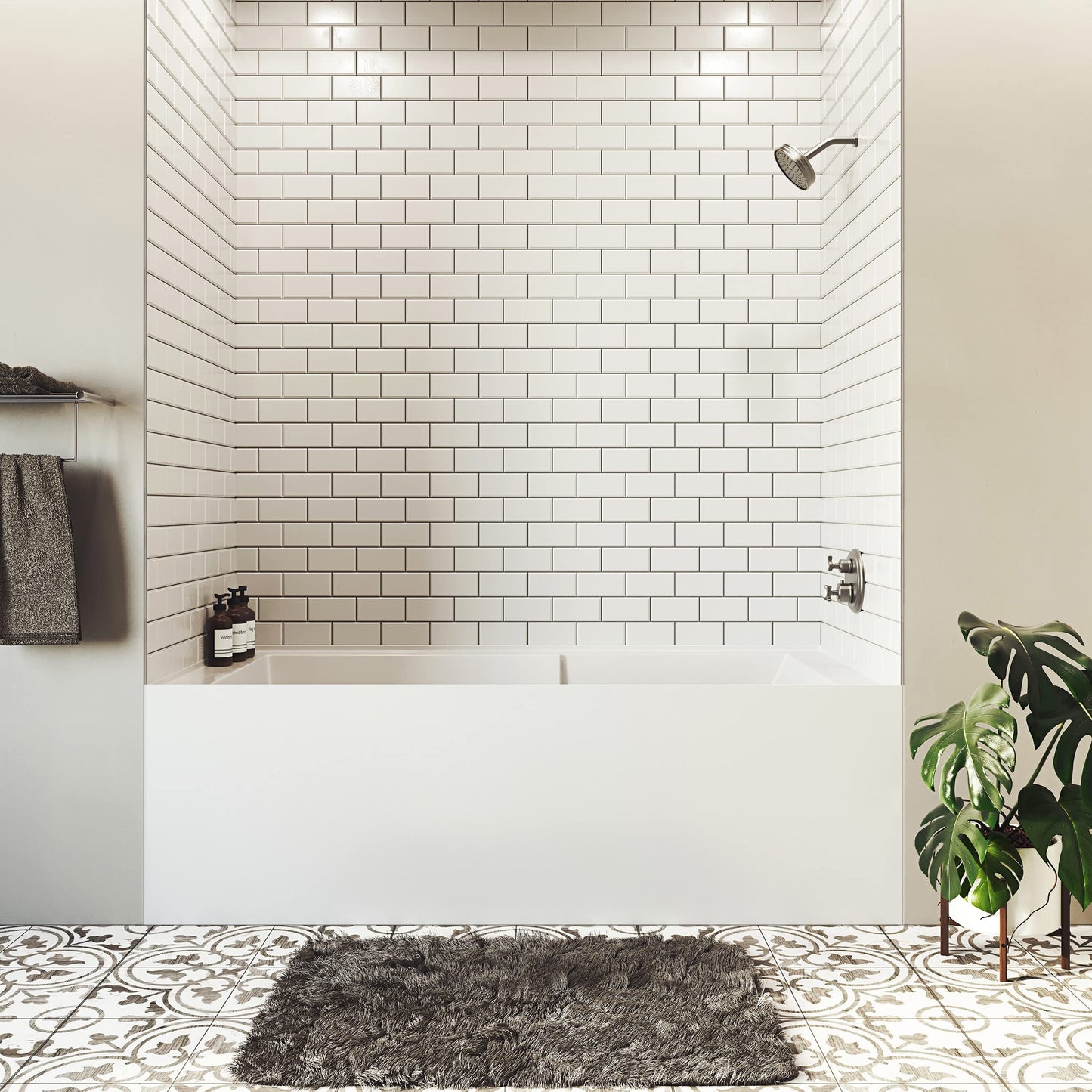 Light Gray Lausanne 72" x 36" Left-Hand Drain Alcove Bathtub with Apron