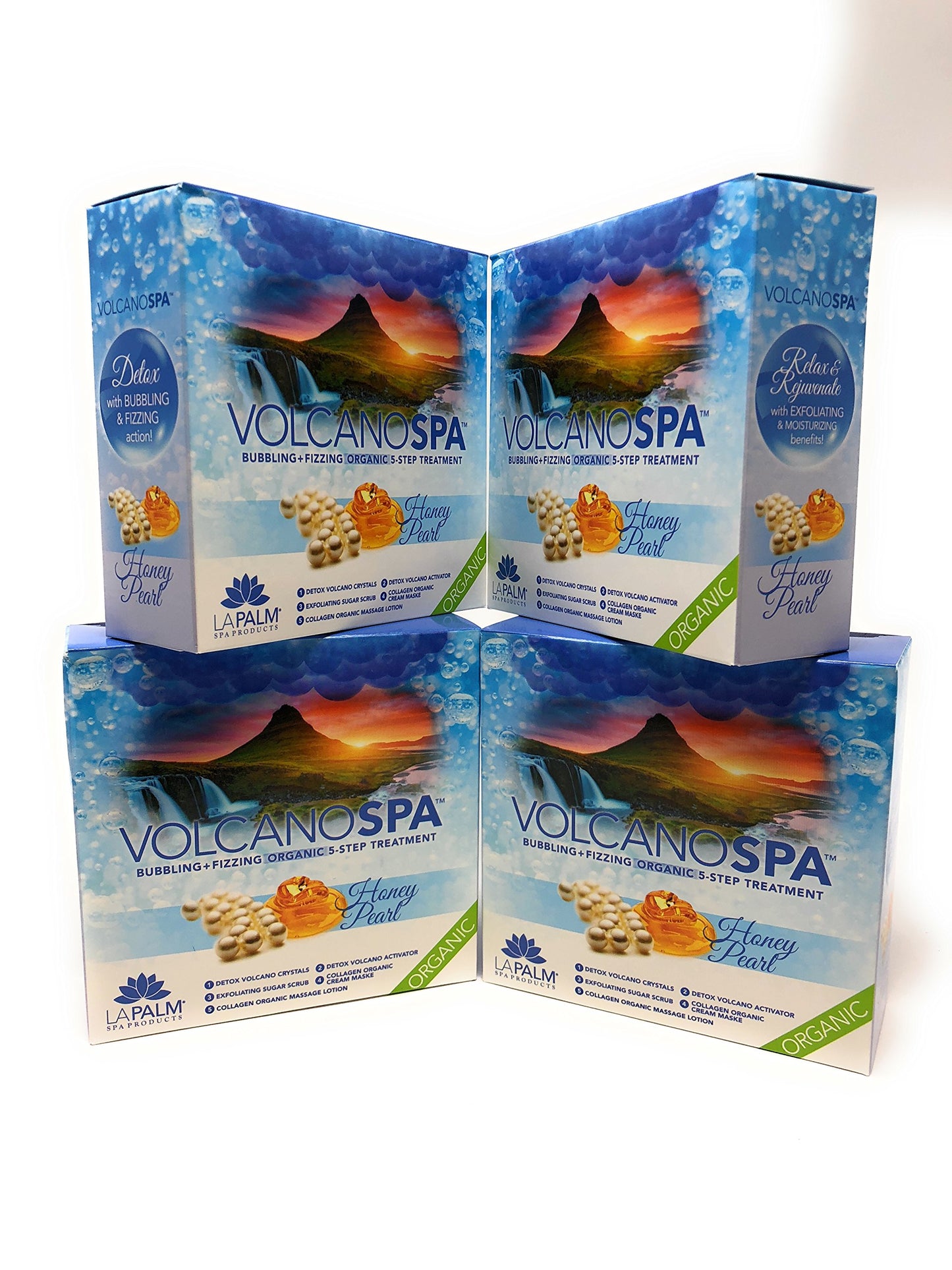 White Smoke La Palm Volcano Spa Bubbling + Fizzing Organic 5-Step Treatment – Honey Pearl (4 packs)