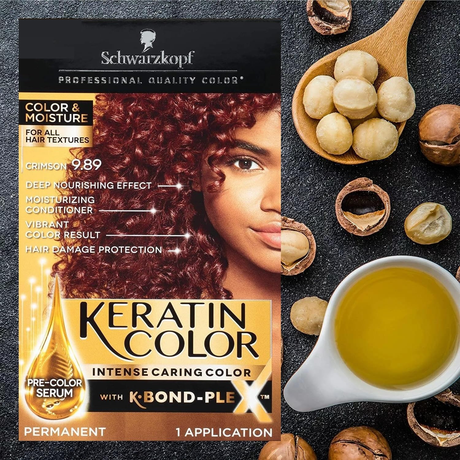 Dark Slate Gray Schwarzkopf Professional Quality Color, For All Hair Textures, Keratin Color, Crimson 9.89, Pack of 2