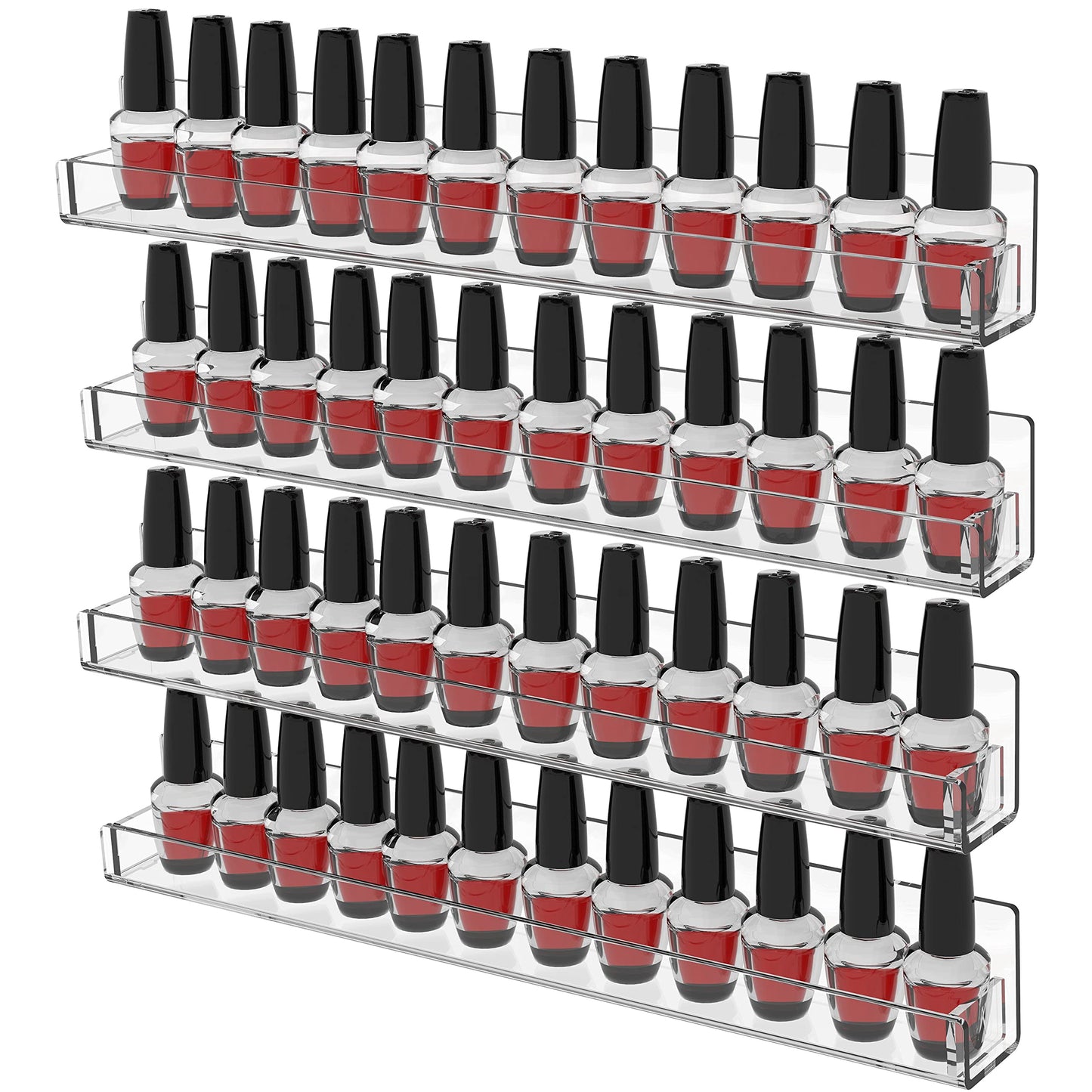 White Smoke Cq acrylic Nail Polish Shelf for Wall,15 Inch 4 Pack Hanging Clear Nail Polish Wall Organizer Shelves for Nail Salon Wall Essential Oil Shelf,Gel Fingernail Polish Holder and Tattoo Studio Decor Paint