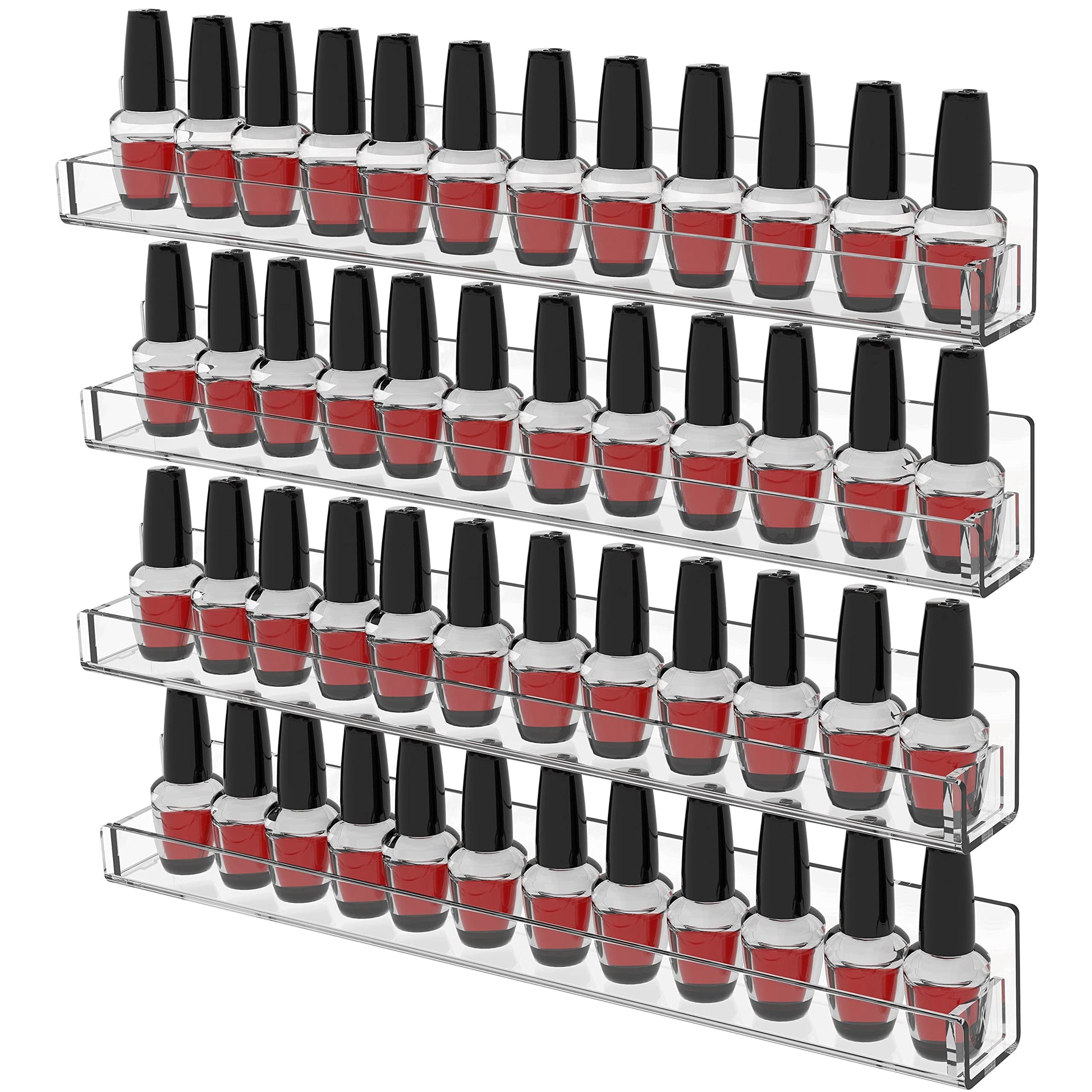 White Smoke Cq acrylic Nail Polish Shelf for Wall,15 Inch 4 Pack Hanging Clear Nail Polish Wall Organizer Shelves for Nail Salon Wall Essential Oil Shelf,Gel Fingernail Polish Holder and Tattoo Studio Decor Paint