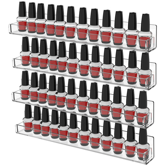 White Smoke Cq acrylic Nail Polish Shelf for Wall,15 Inch 4 Pack Hanging Clear Nail Polish Wall Organizer Shelves for Nail Salon Wall Essential Oil Shelf,Gel Fingernail Polish Holder and Tattoo Studio Decor Paint