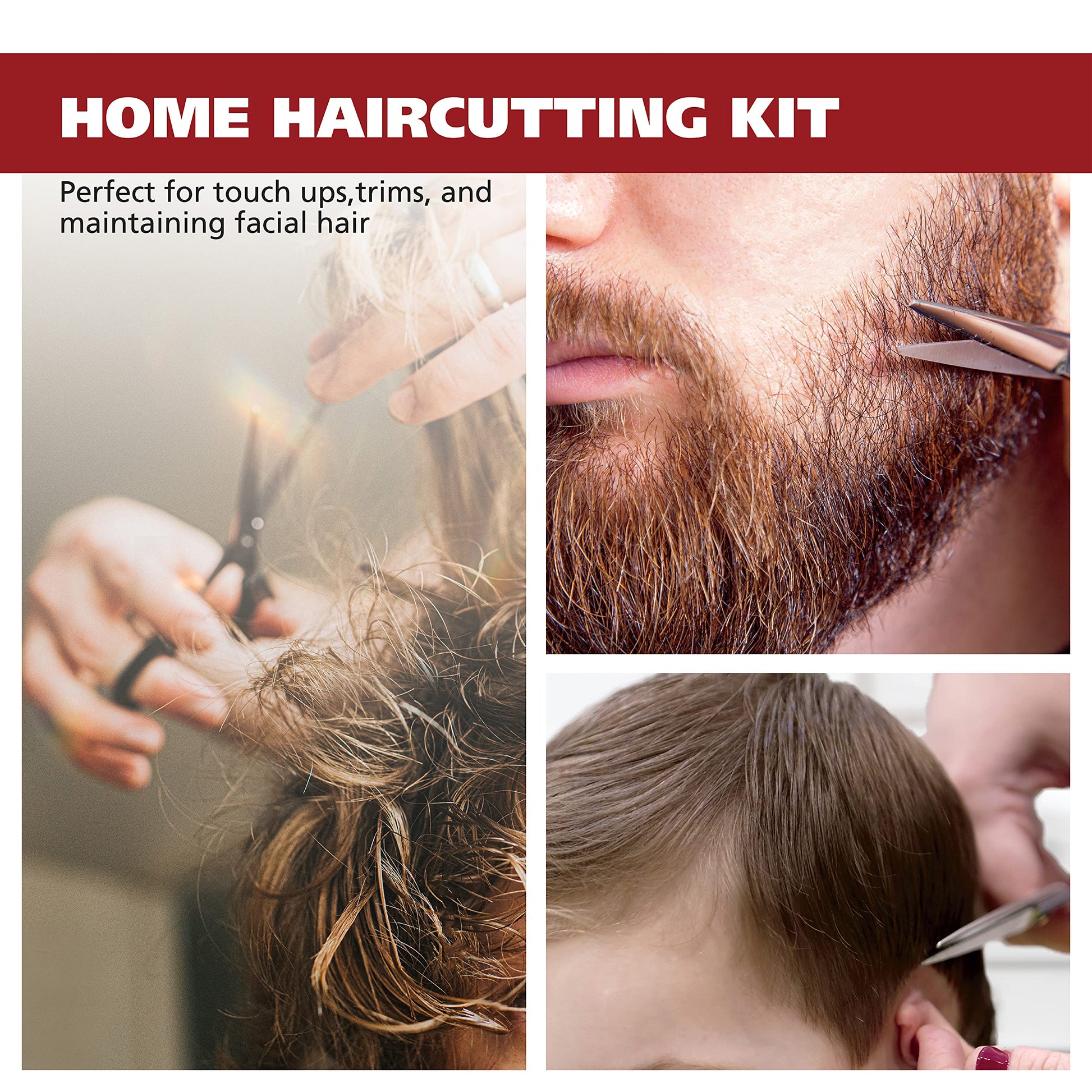 White Smoke Wahl Home Haircutting Kit Essentials Featuring Barbers Haircutting Cape, Styling Comb, Scissors with Blade Guard, Neck Duster, Spray Bottle, & Soft Pouch Case – Model 03599