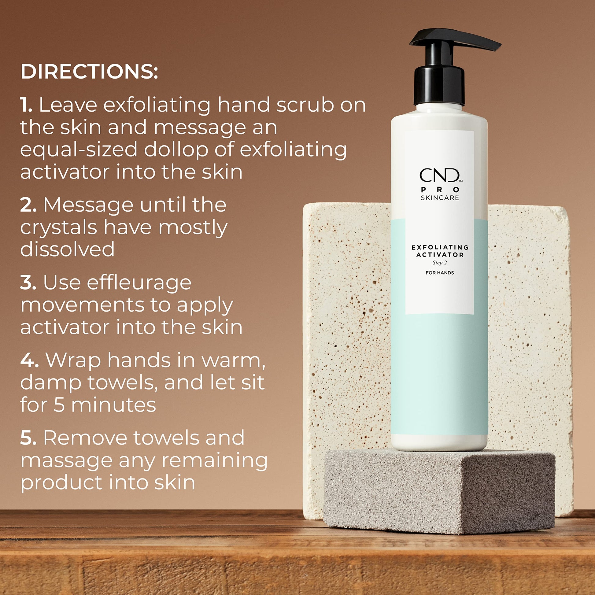 Rosy Brown CND Pro Skincare Exfoliating Activator for Hands, Made with Natural Origin Aloe Leaf, Use with Exfoliating Scrub, Step 2, 10.1 Oz