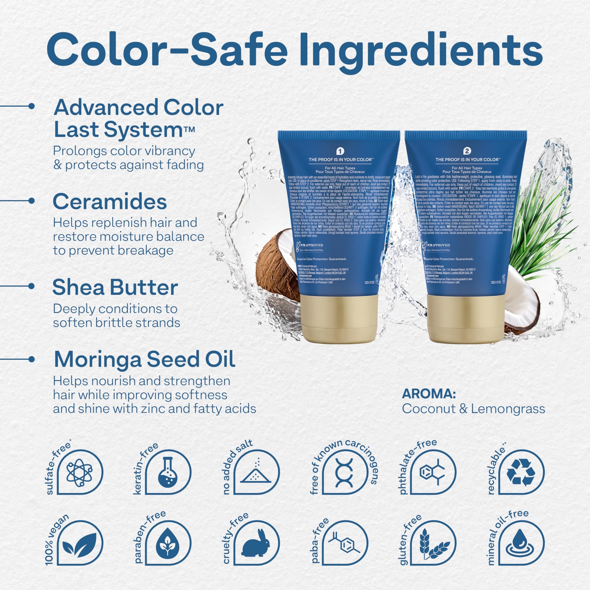 White Smoke Colorproof Instant Reboot Treatment Masque 2 Fl. Oz. (2 Pack) Hair Mask, Lightweight, 2-Step Hair Mask for Damaged Hair with Color Protection, Coconut & Lemongrass Scent