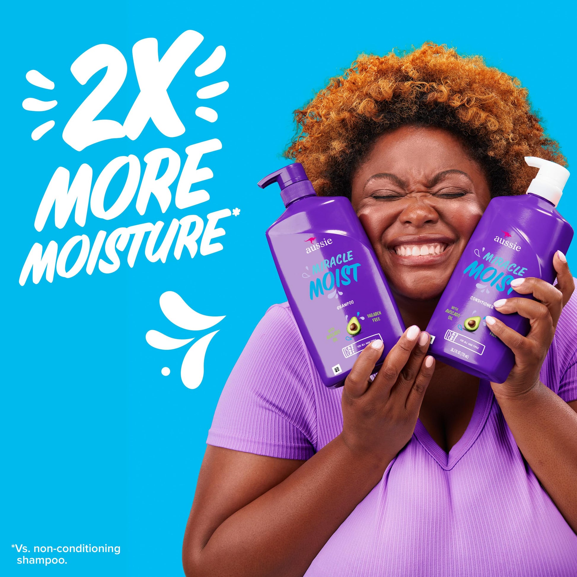 Deep Sky Blue Aussie Miracle Moist with Avocado & Jojoba Oil, Paraben Free Conditioner, 26.2 fl oz