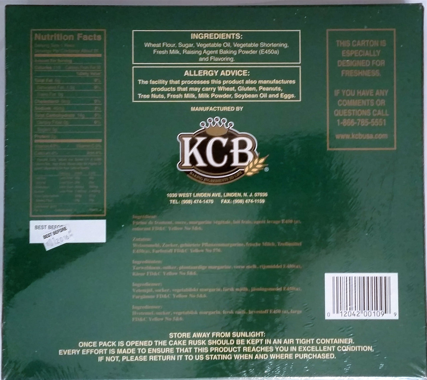 Dark Slate Gray KCB Cake Rusk Suitable for Vegetarians 25 oz