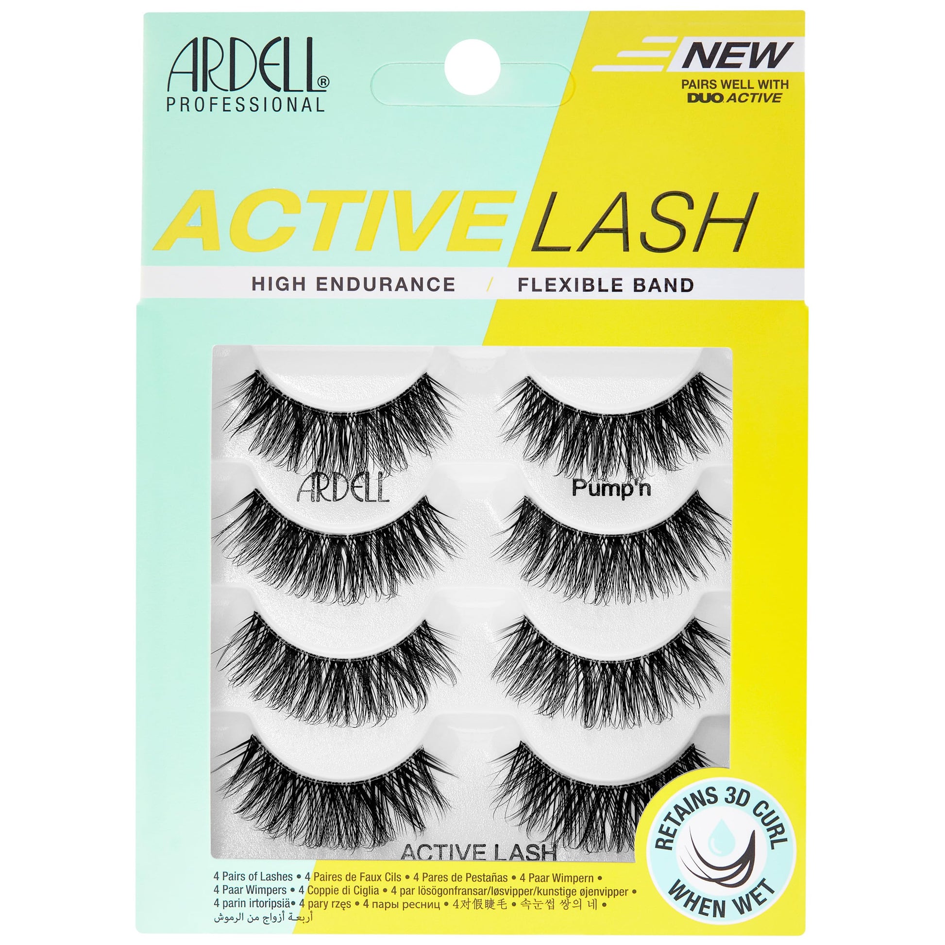 Lavender Ardell Active Lash - Pump’n, False Eyelashes, Sweat-Proof Strip Lashes, Water-Resistant, Lightweight, 4 Pairs, 1 Pack