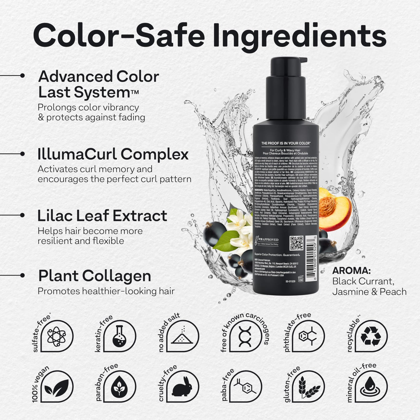 Lavender Colorproof Tru Curl Enhancing Crème 6.4 Fl oz. Curl Creme with Black Currant, Jasmine & Peach Scent, Anti-Frizz, Humidity Control & Nourishing Curl Cream for Curly Hair Formula