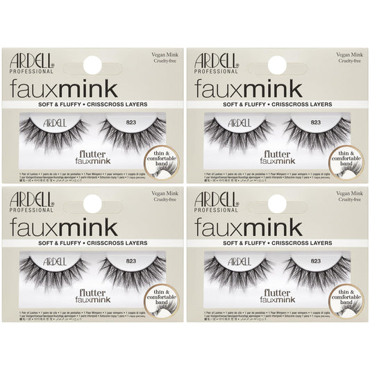 Light Gray Ardell Faux Mink Lashes Wispies 823 – Fluttery Strip Eyelashes, Crisscross, Vegan Mink, Cruelty-Free, Wispy Lashes Falsies for Seamless Wear, 4 Pack