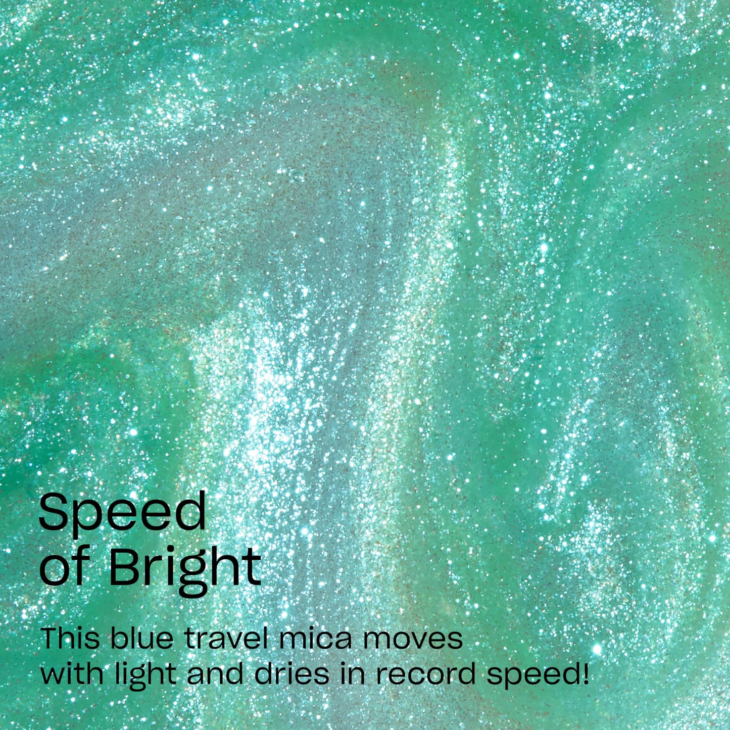 Medium Aquamarine OPI RapiDry Speed of Bright | Semi-sheer Soft Blue Shimmer Quick Dry Nail Polish | Vegan, Smudge Proof, Fast Drying, Color: Speed of Bright