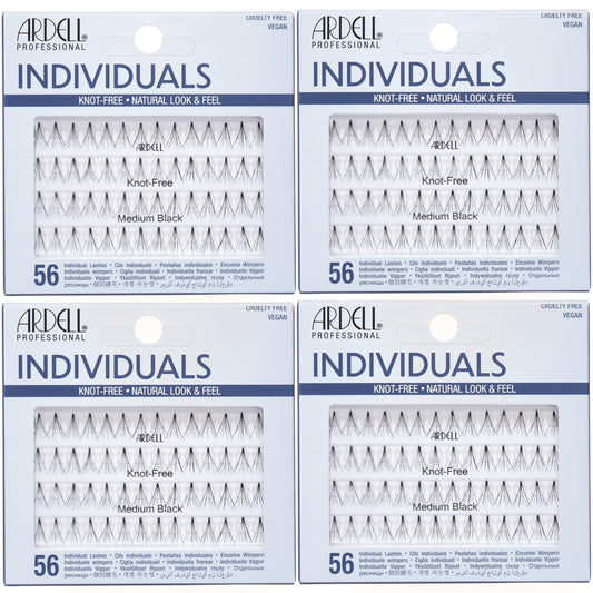 Light Gray Ardell Individuals False Eye Lashes - Medium Black, DIY Lash Clusters, Lash Band, Long-Lasting Eyelash Extensions, 4 Pack