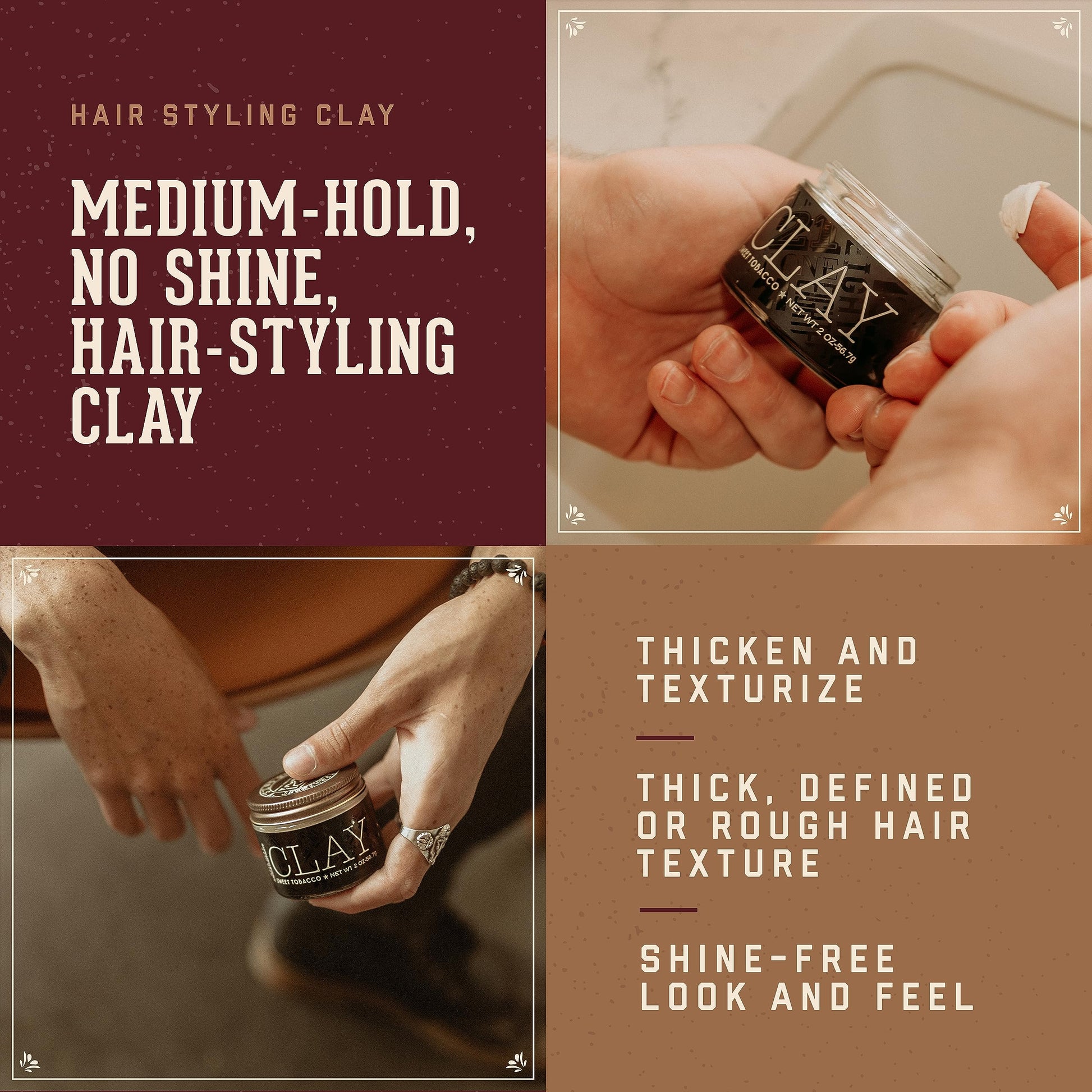 Sienna 18.21 Man Made Hair Styling Product, 2oz. Original Sweet Tobacco Scent in Clay with Matte Finish
