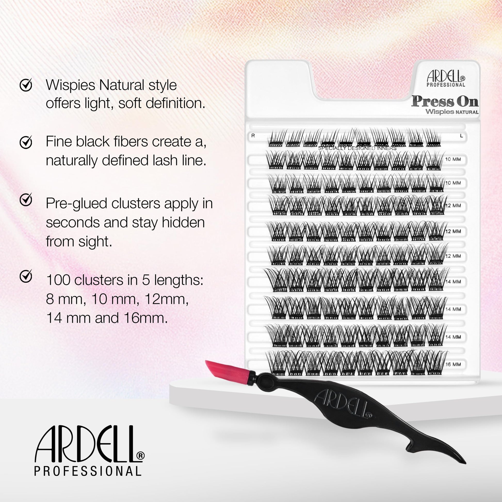 White Smoke Ardell Press On Lashes Wispies Natural – Pre Glued Underlash Extensions, Wispy Lash Clusters, No Glue Needed, DIY Eyelash Cluster Extensions, 100 ct