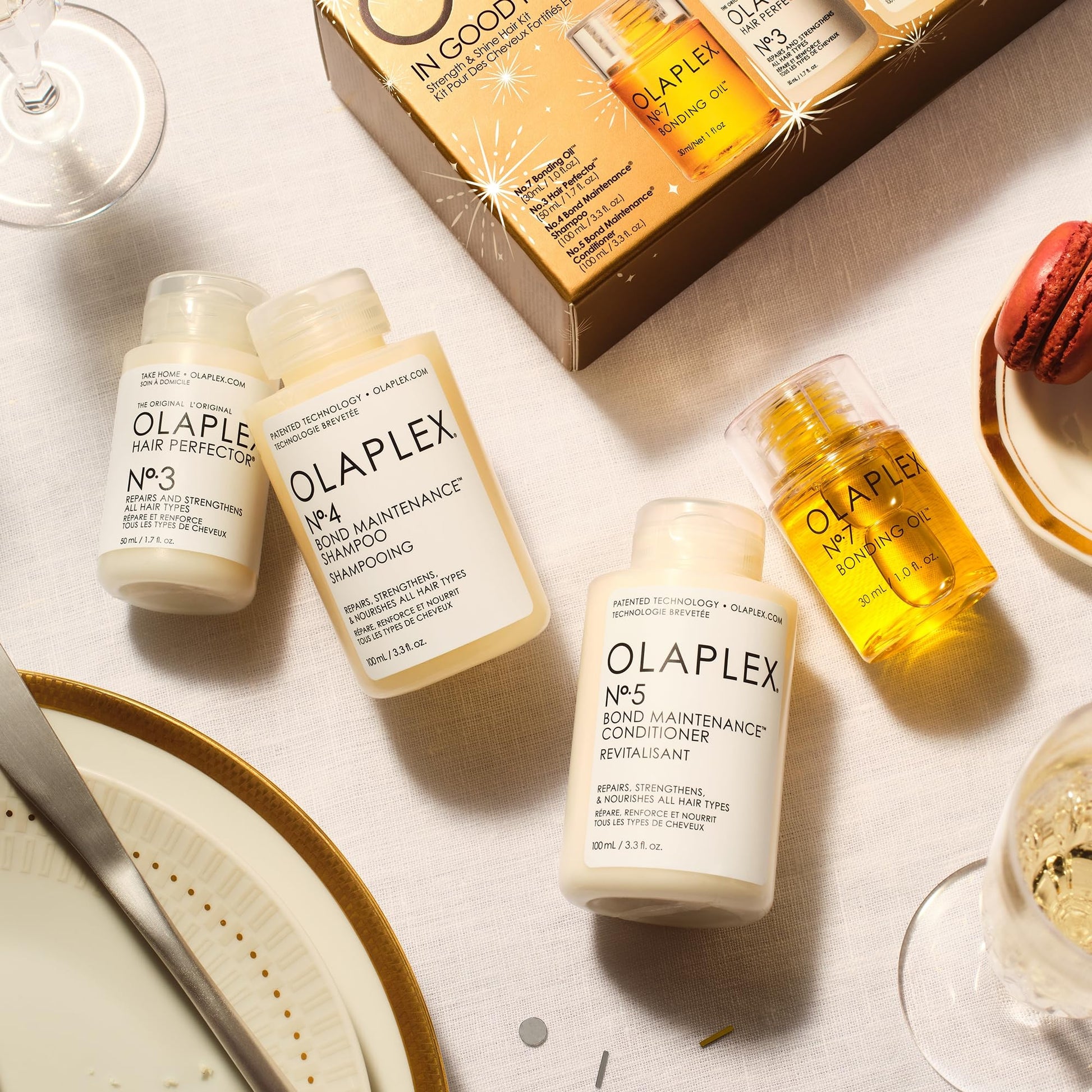 Antique White Olaplex In Good Repair Hair Kit: No. 3, 4, 5, 7, Shampoo & Conditioner Set, Hydrate, & Control Frizz (72H), Bonding Oil to Shine & Protect, Perfector to Strengthen & Reverse Damage