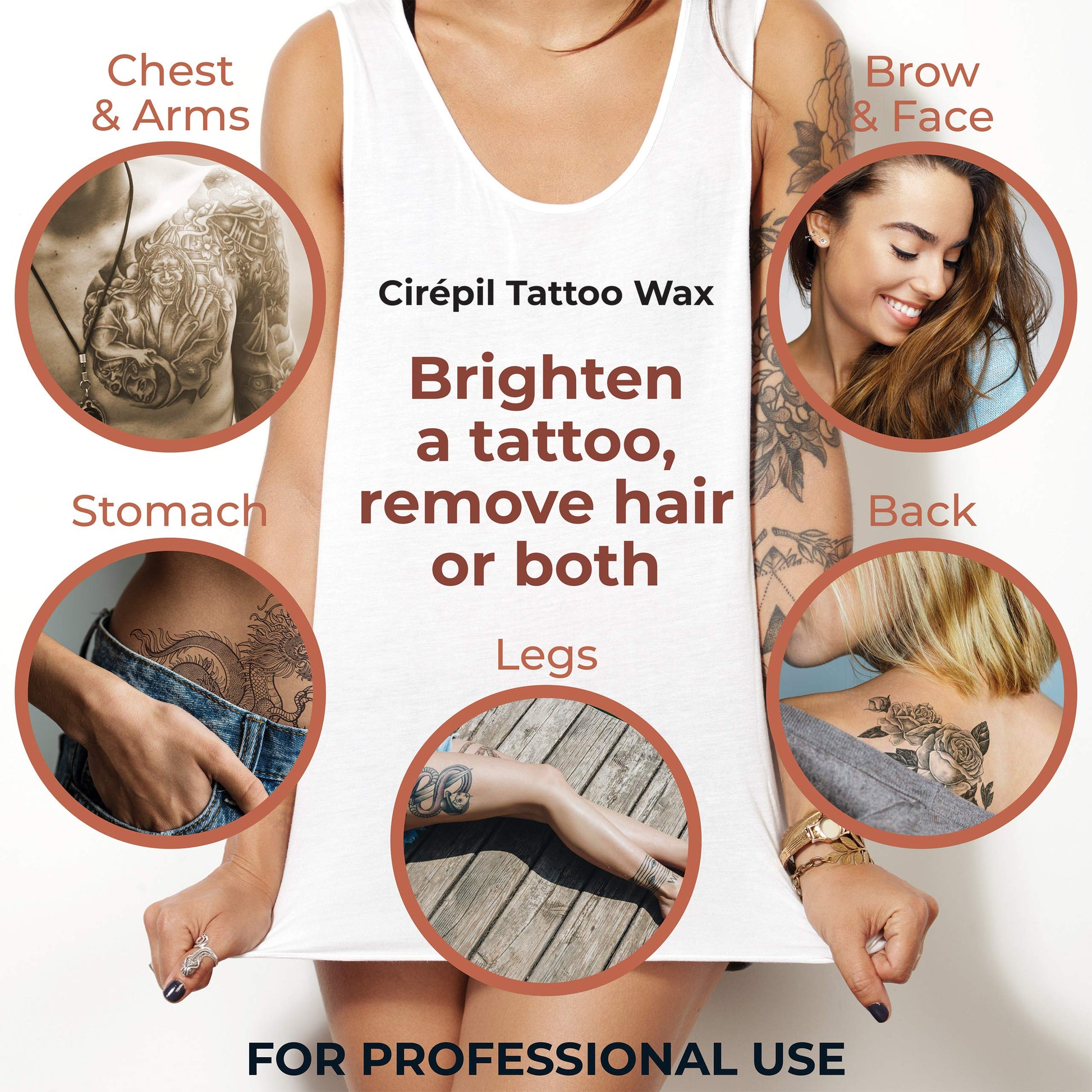 White Smoke Cirepil - TATTOO - Sublim Care - 800g, 28.22oz Patented Wax Beads for Tattooed Areas - Illuminates, Redefines & Brightens Skin