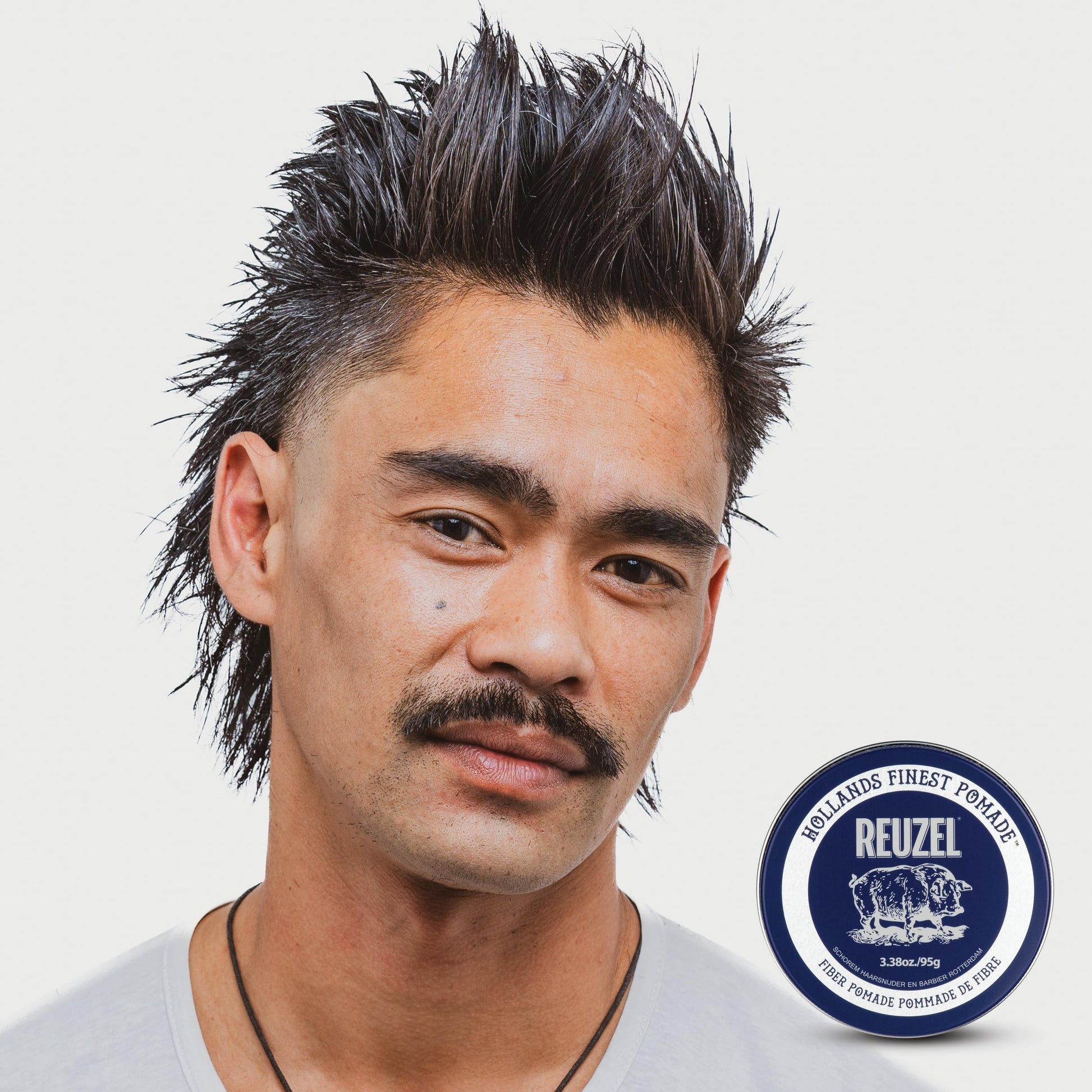 Lavender REUZEL Fiber Pomade, Firm and Pliable All Day Hold, Water Soluble Styling, Low Shine and Flake Free, Easy To Wash Out, For All Hair Types